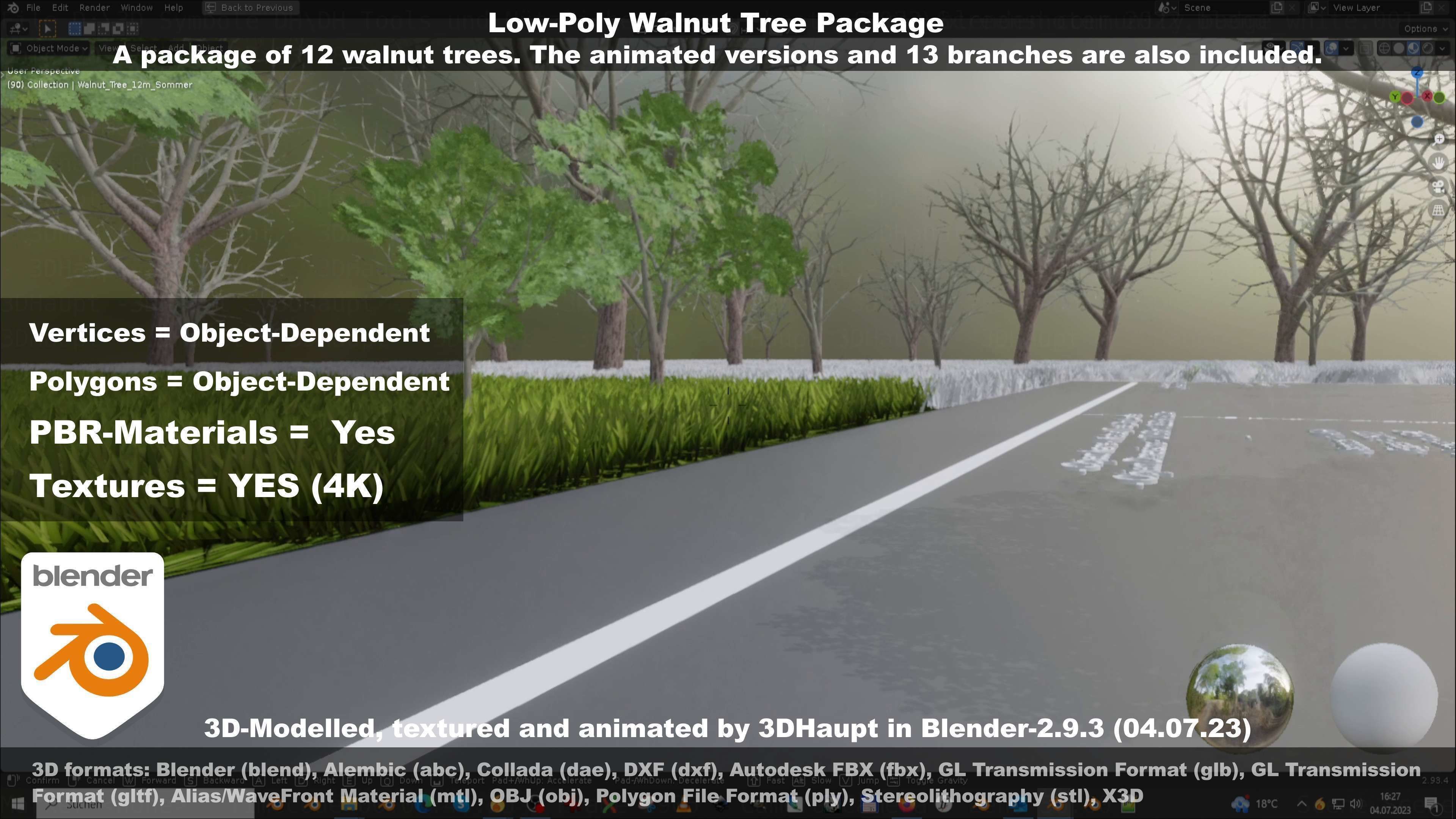 Low-Poly Walnut Tree Package Low-poly 3D model_73