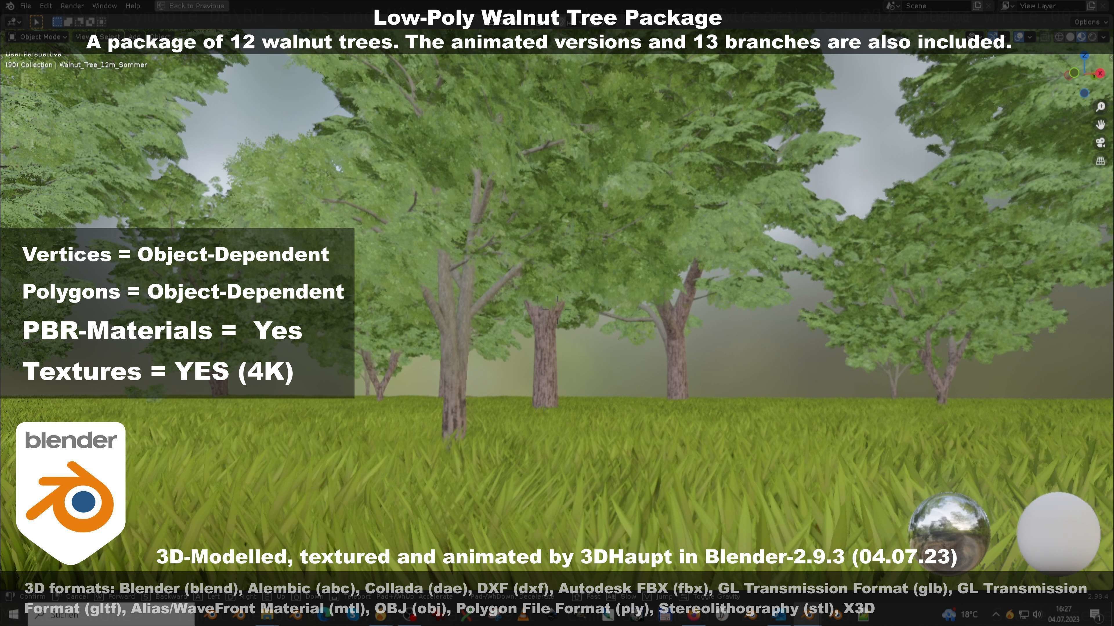 Low-Poly Walnut Tree Package Low-poly 3D model_47