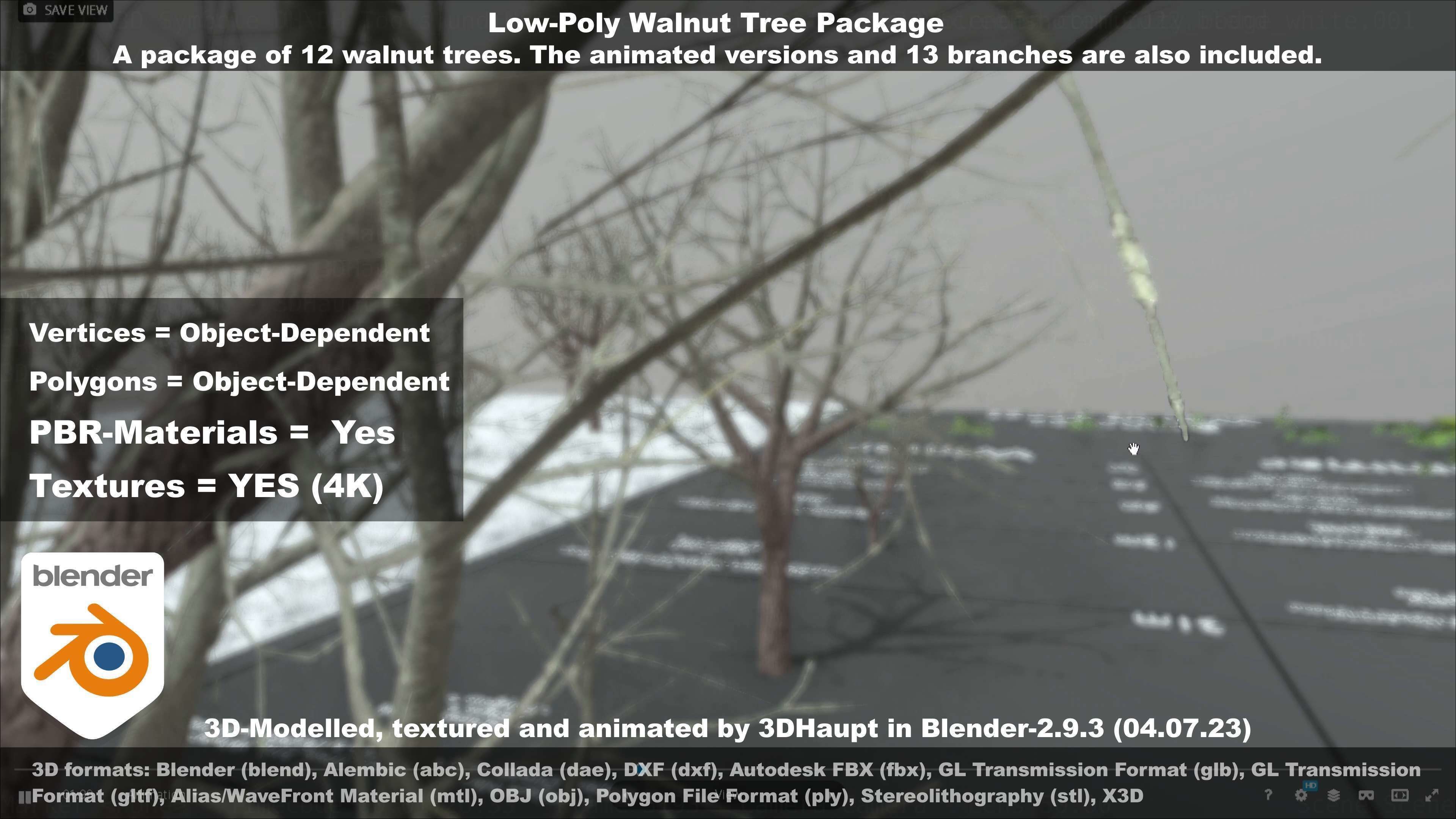 Low-Poly Walnut Tree Package Low-poly 3D model_85