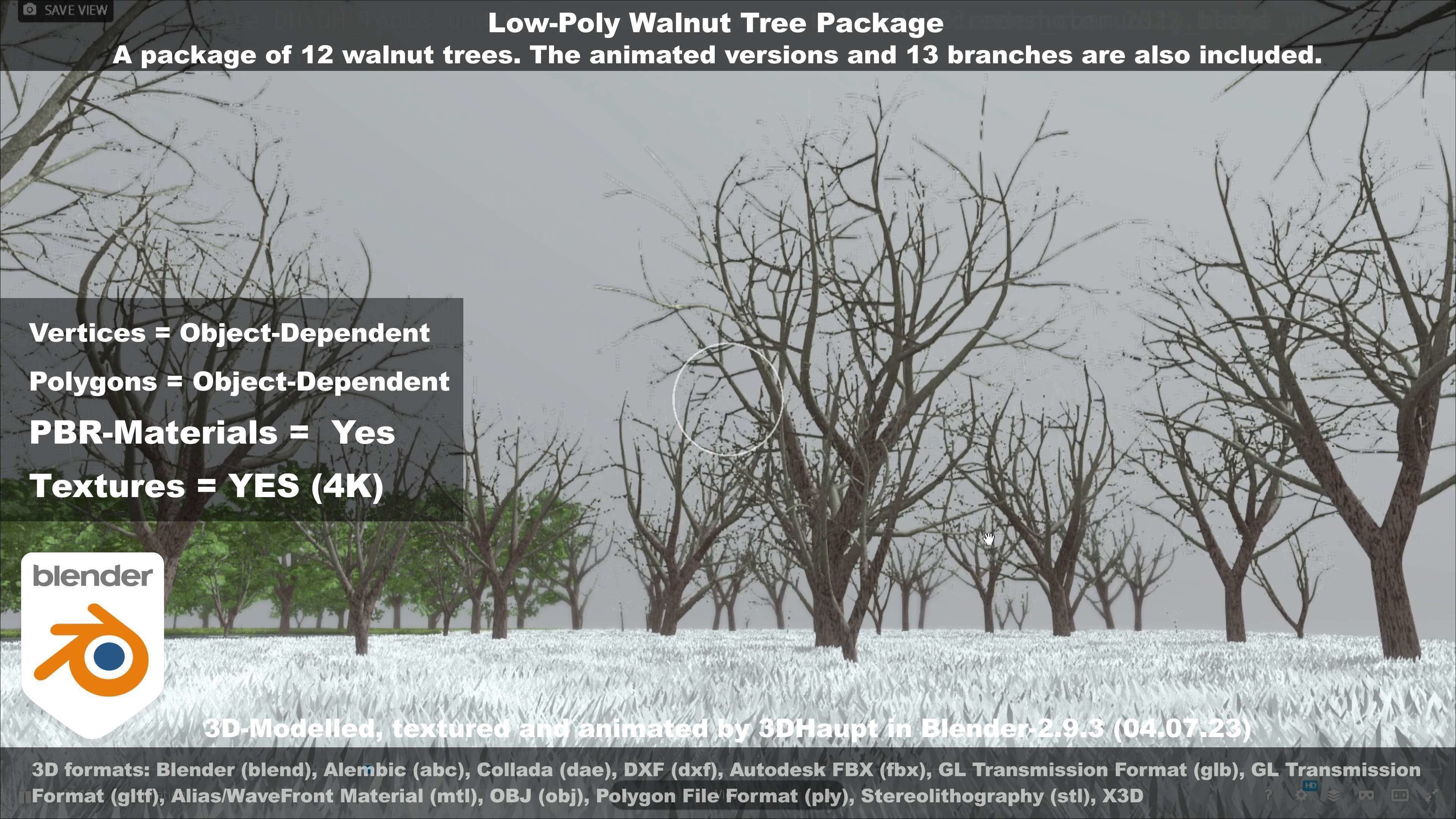 Low-Poly Walnut Tree Package Low-poly 3D model_57