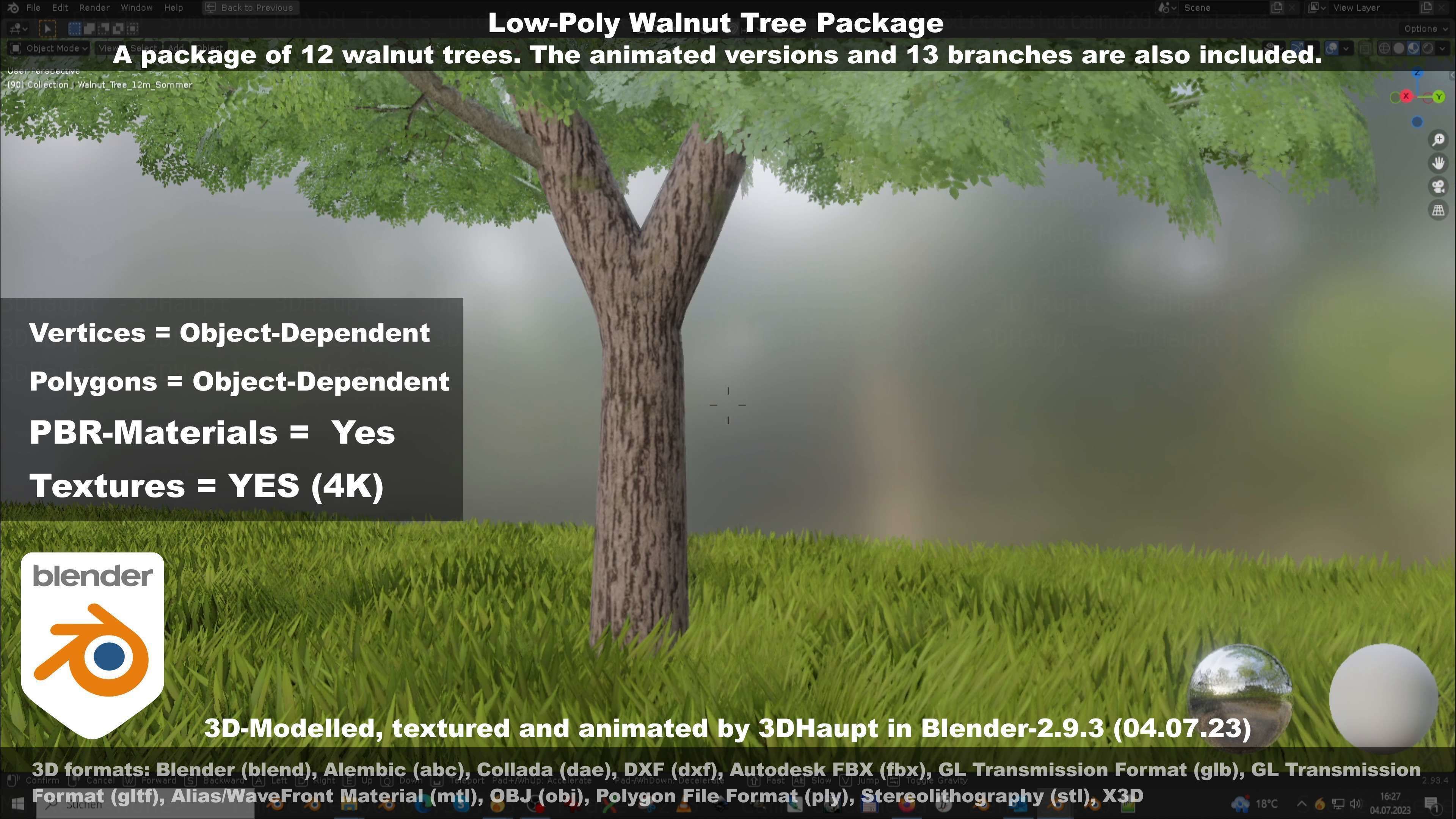 Low-Poly Walnut Tree Package Low-poly 3D model_45
