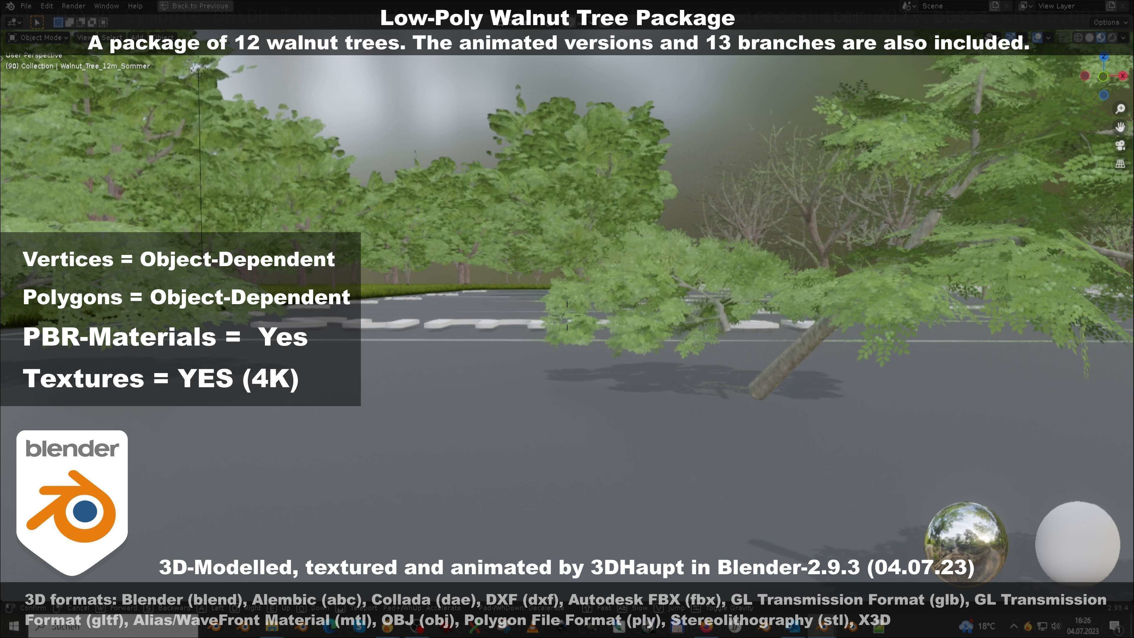 Low-Poly Walnut Tree Package Low-poly 3D model_89
