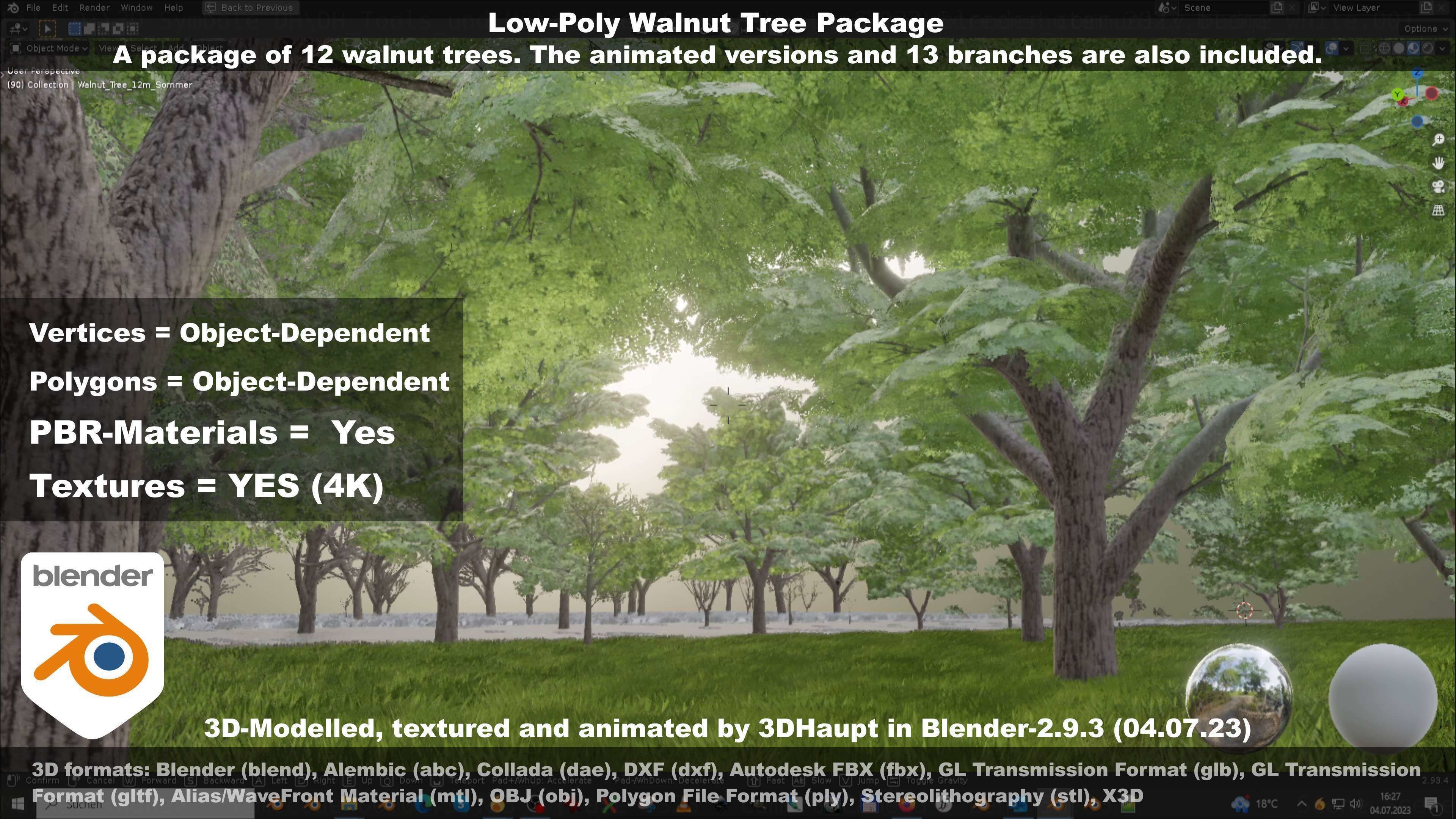 Low-Poly Walnut Tree Package Low-poly 3D model_67