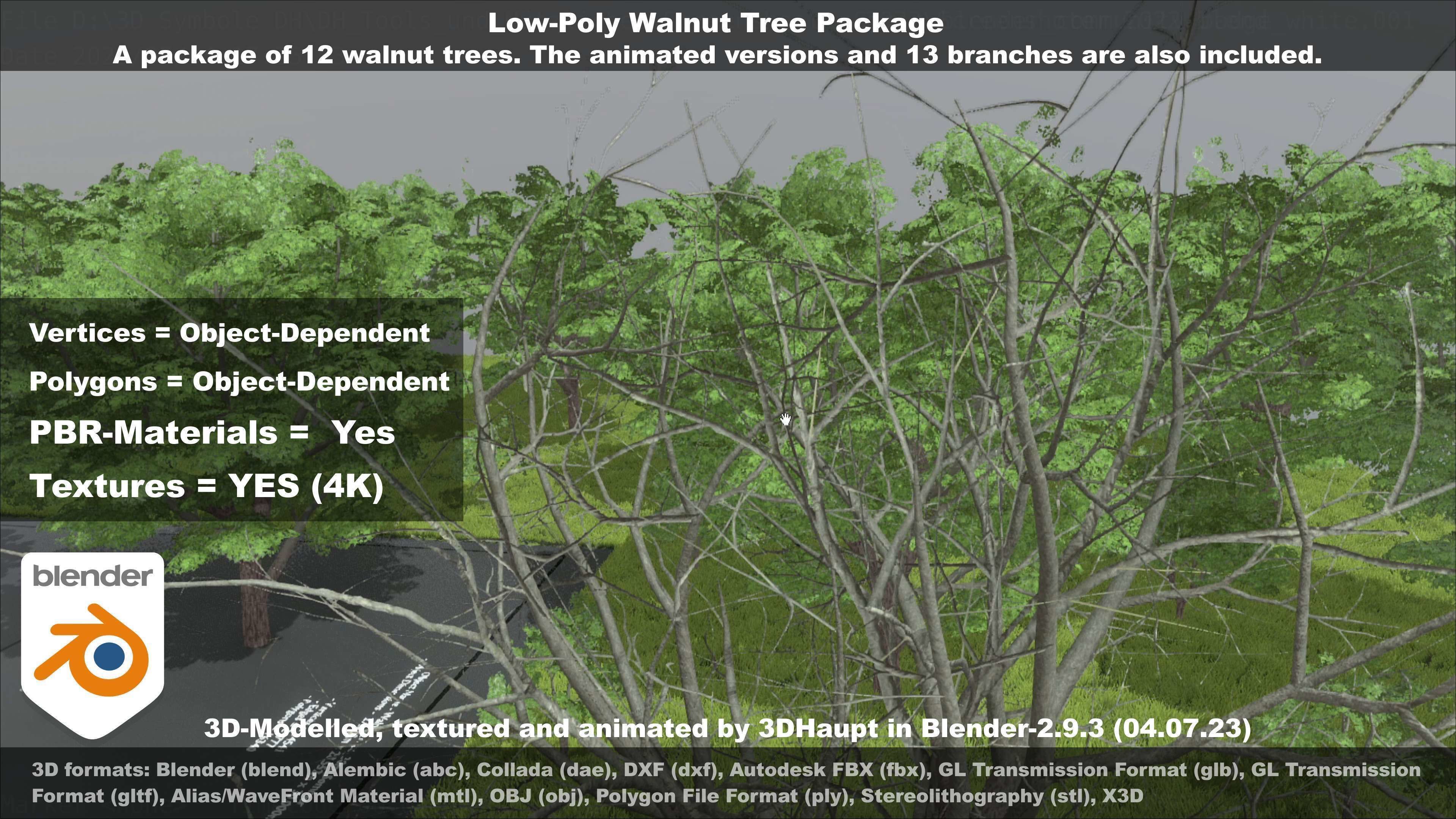 Low-Poly Walnut Tree Package Low-poly 3D model_135