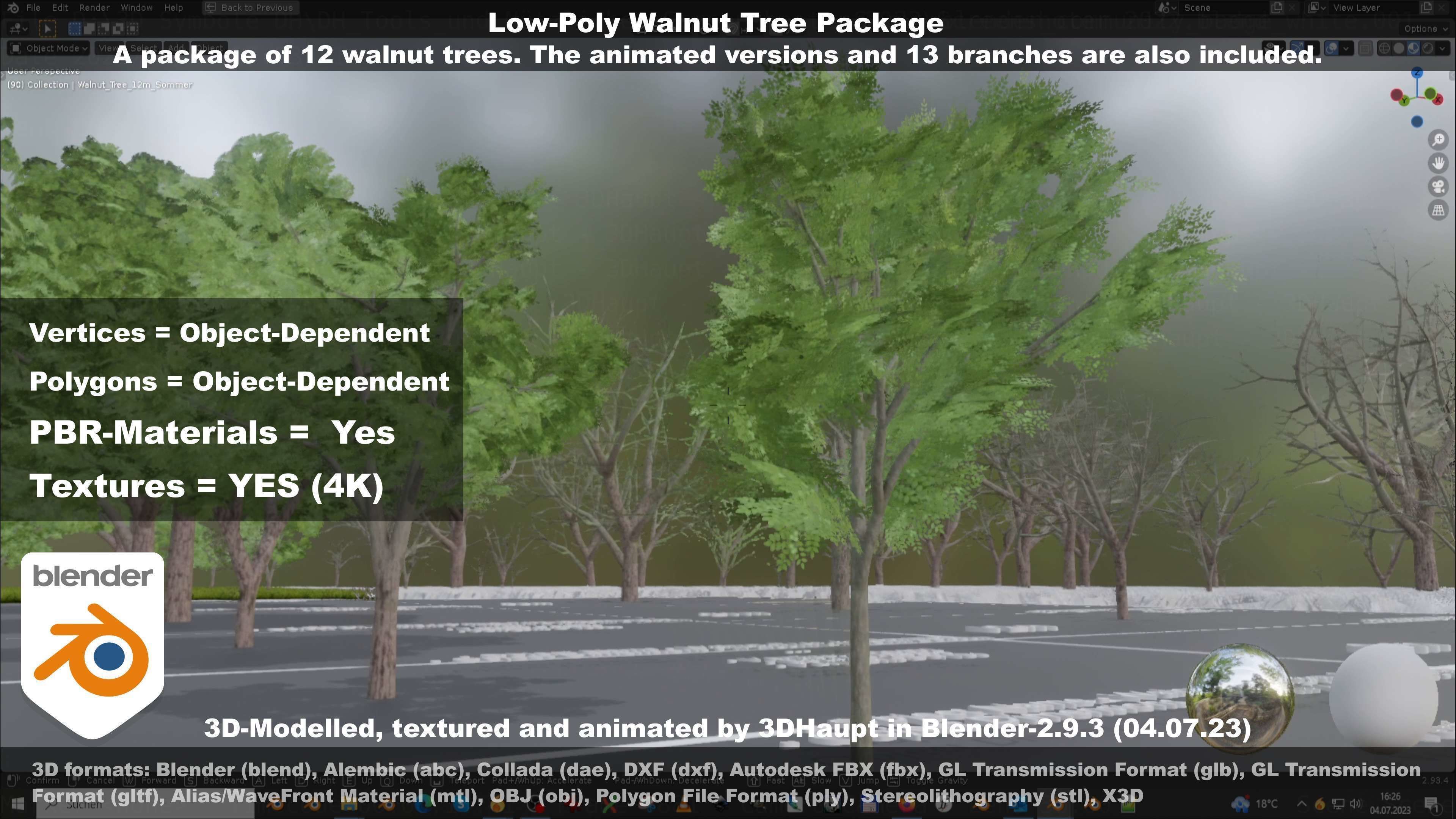 Low-Poly Walnut Tree Package Low-poly 3D model_100