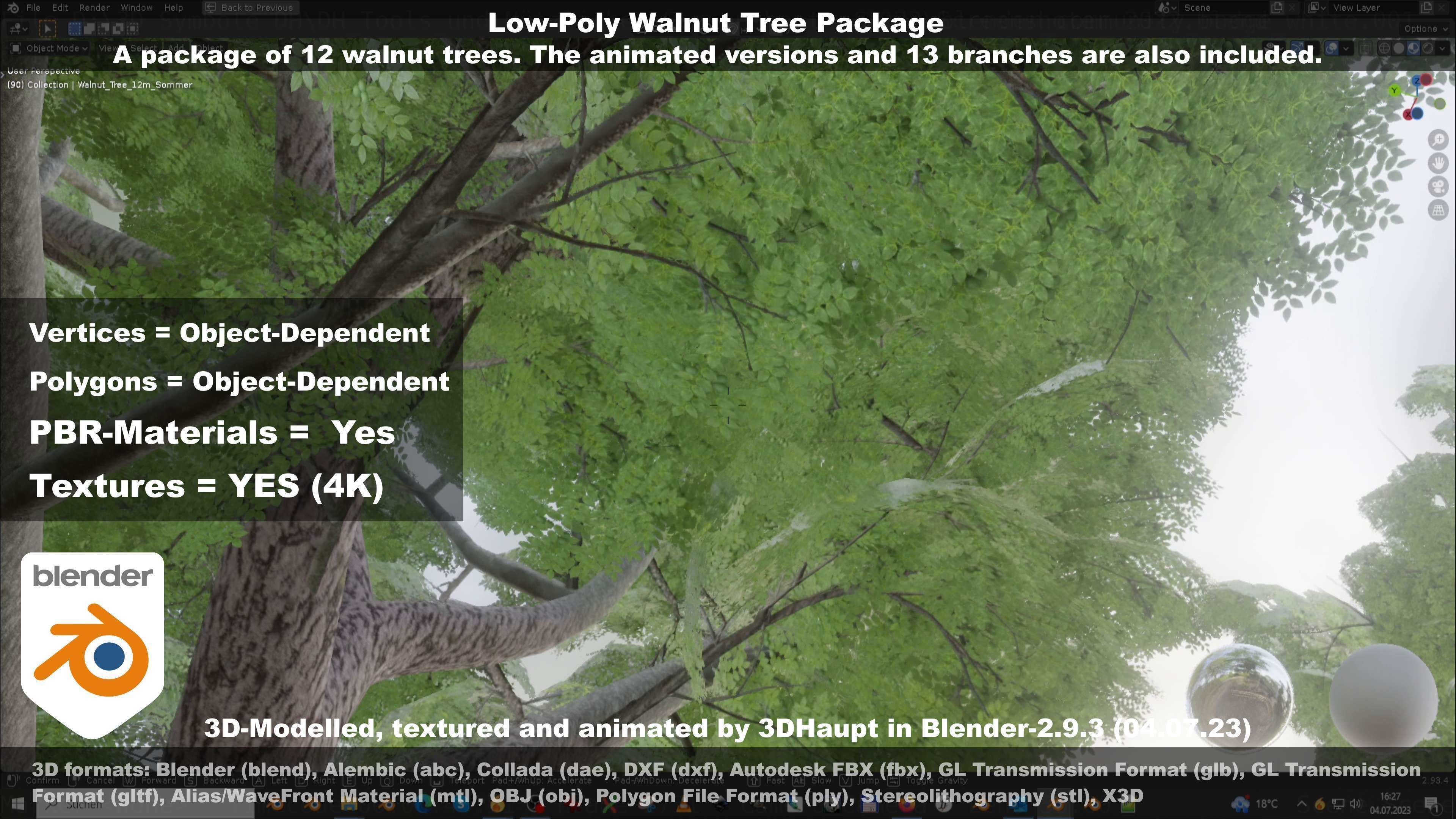 Low-Poly Walnut Tree Package Low-poly 3D model_50