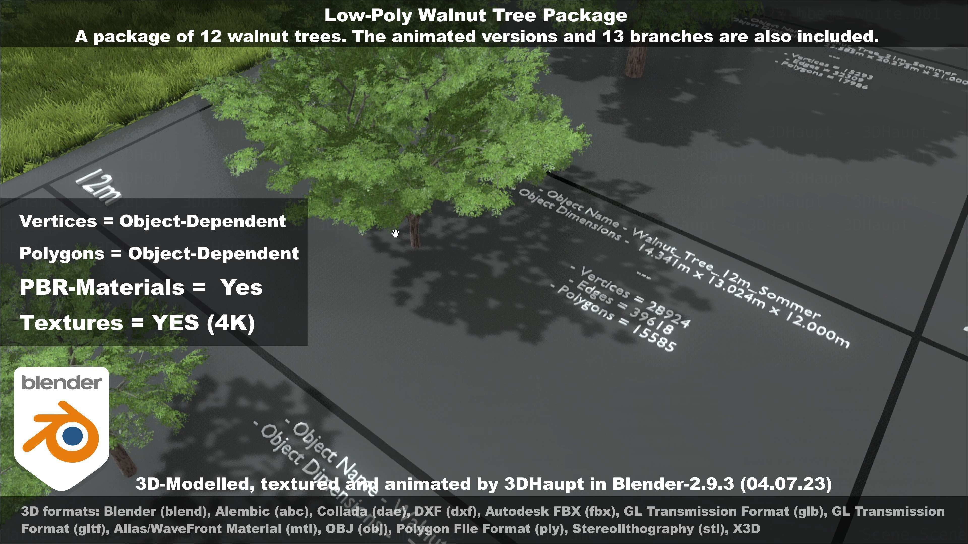 Low-Poly Walnut Tree Package Low-poly 3D model_63