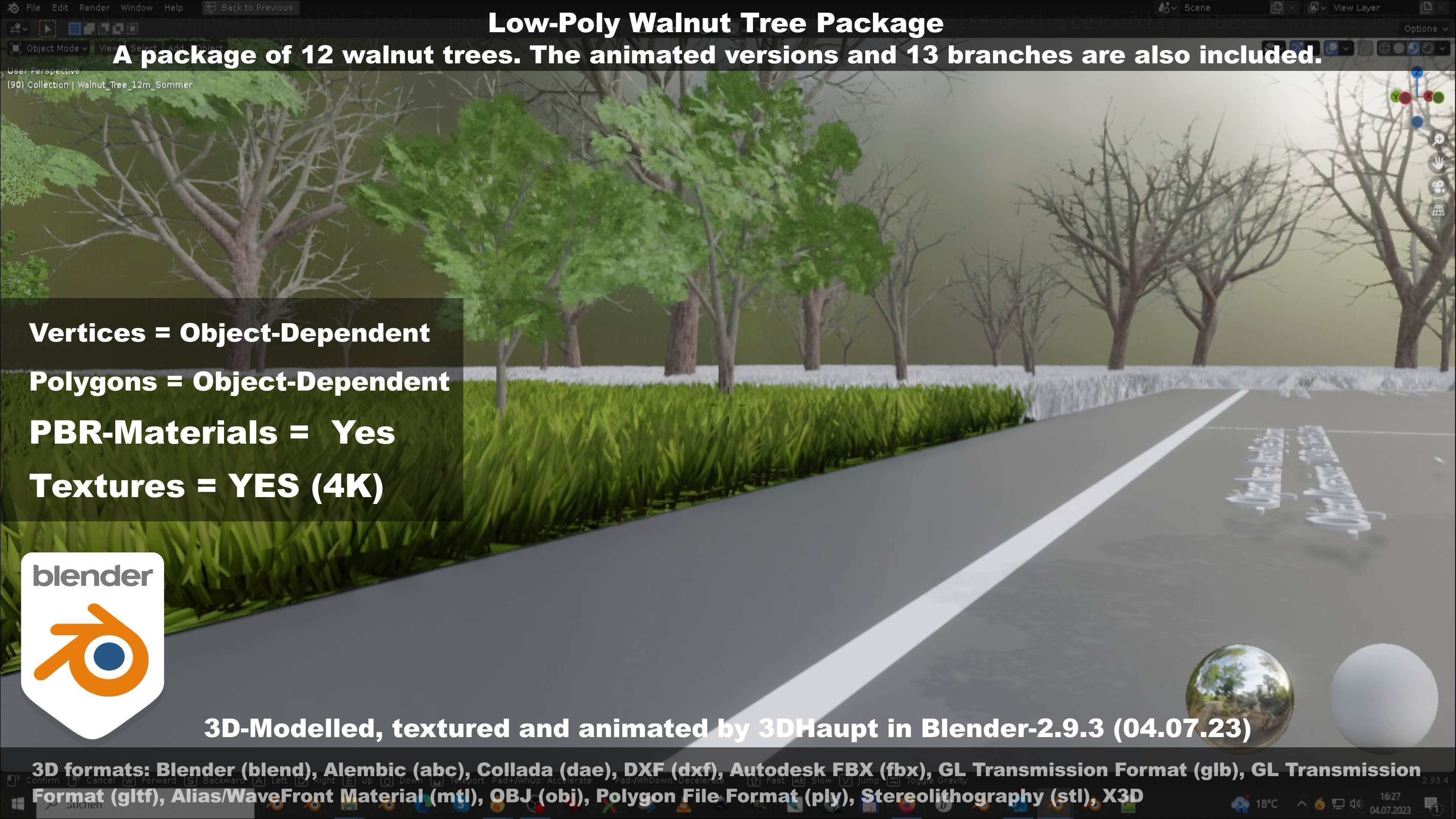 Low-Poly Walnut Tree Package Low-poly 3D model_95