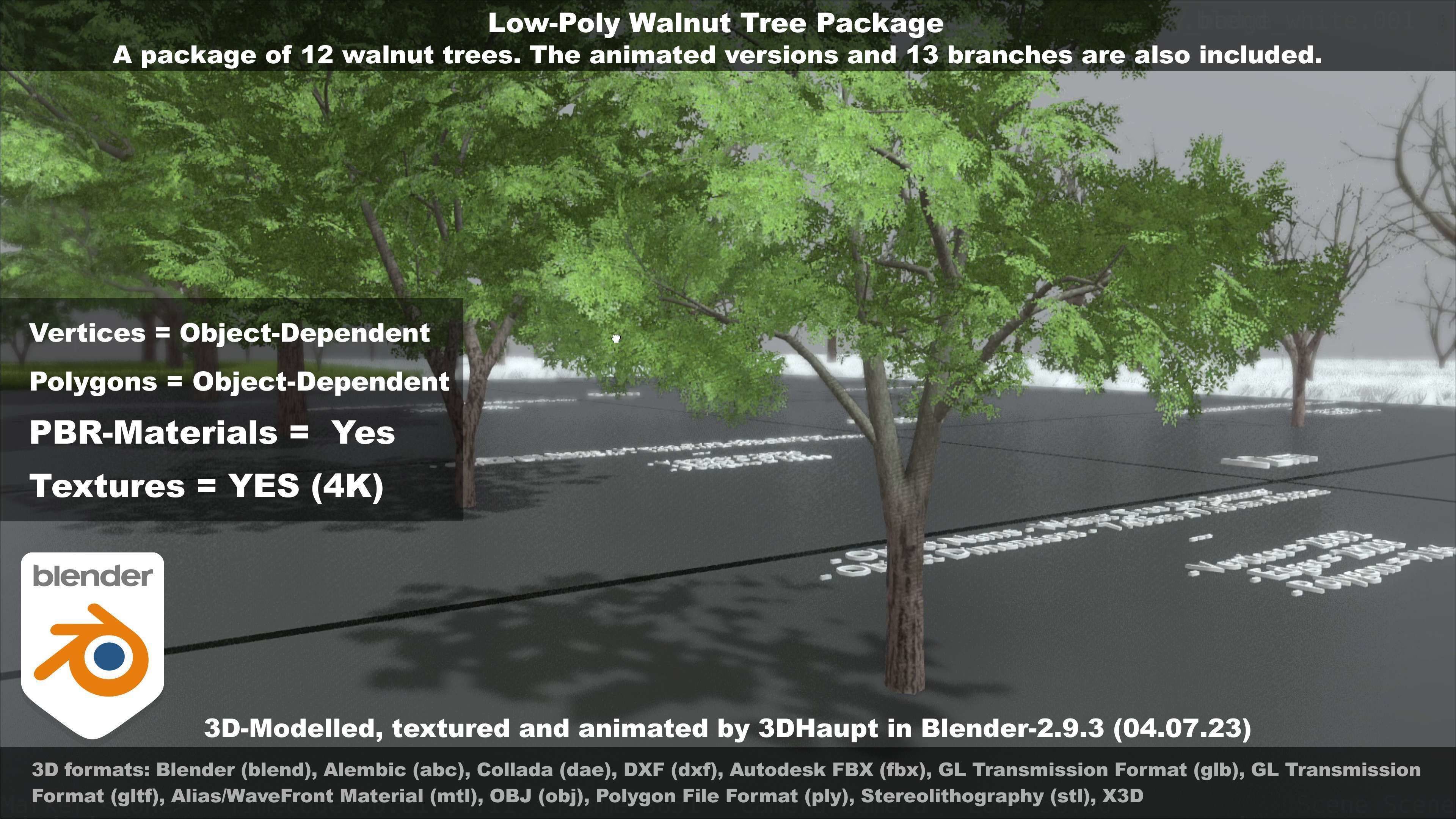 Low-Poly Walnut Tree Package Low-poly 3D model_51