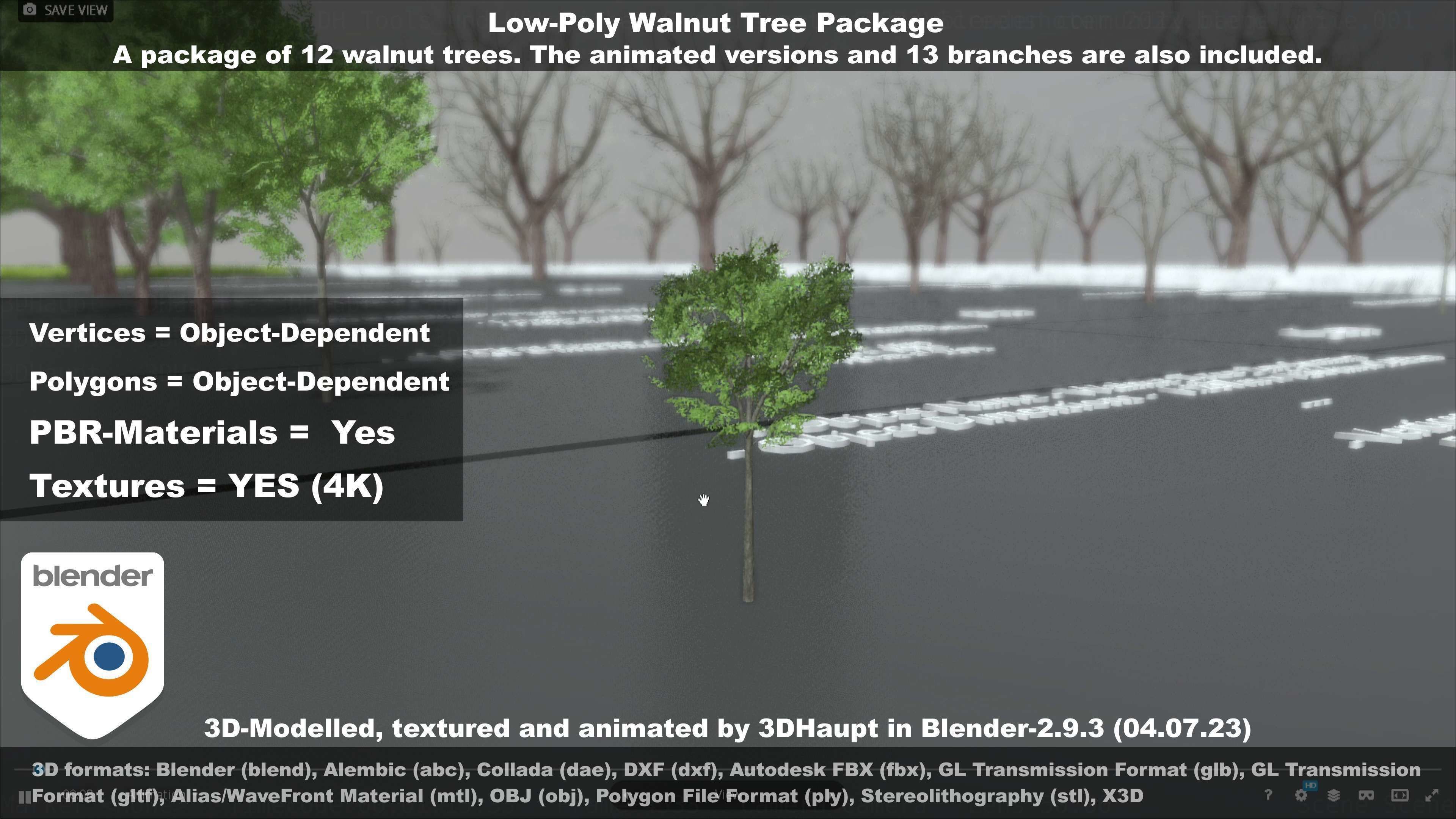 Low-Poly Walnut Tree Package Low-poly 3D model_42