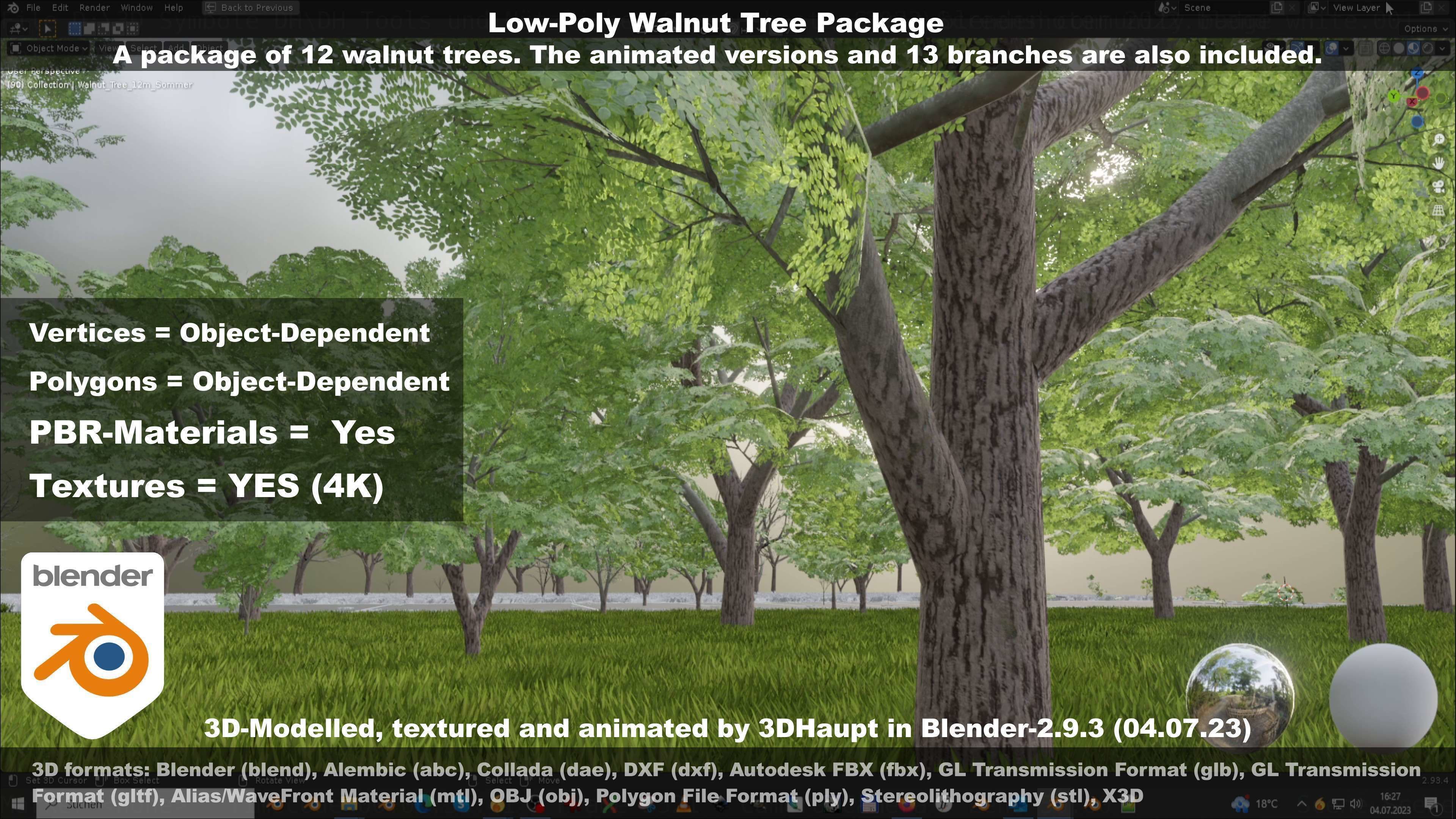 Low-Poly Walnut Tree Package Low-poly 3D model_62