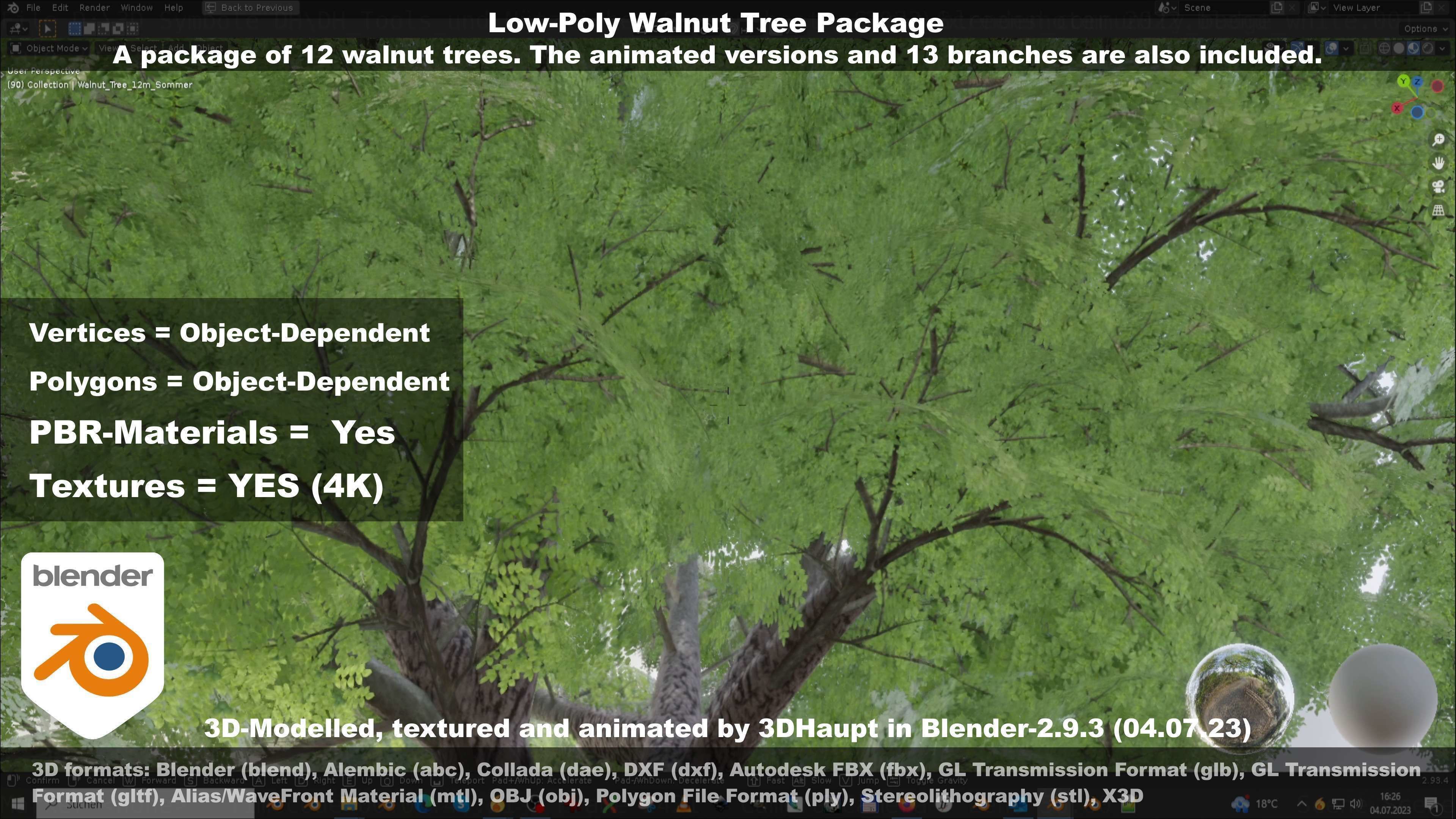 Low-Poly Walnut Tree Package Low-poly 3D model_52