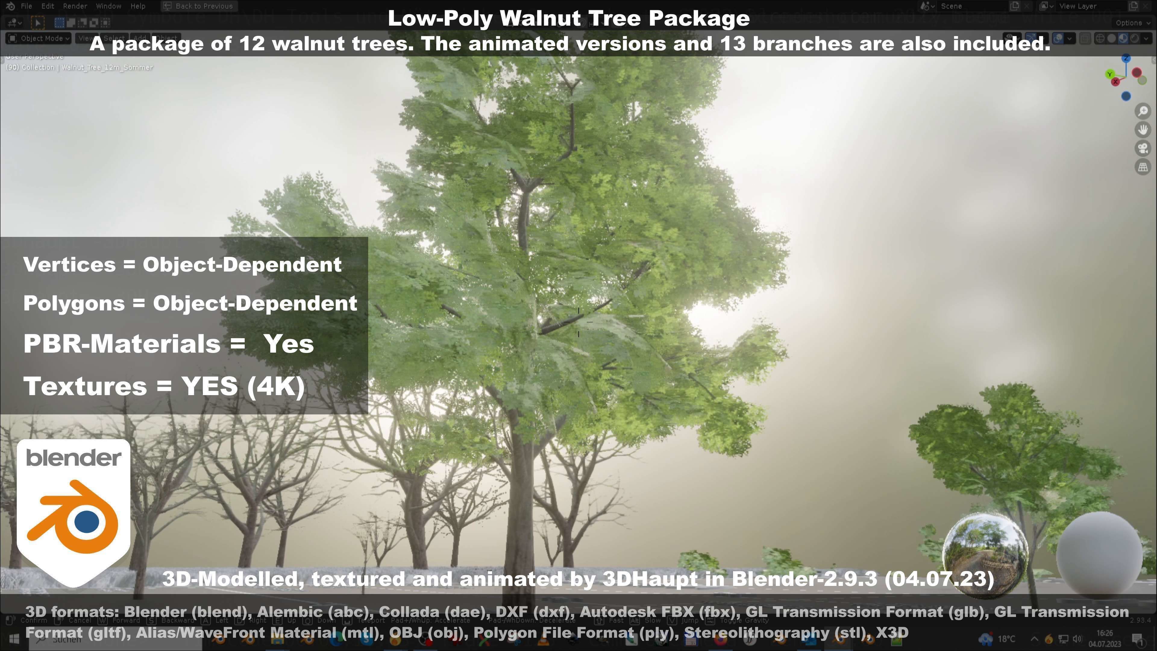 Low-Poly Walnut Tree Package Low-poly 3D model_101