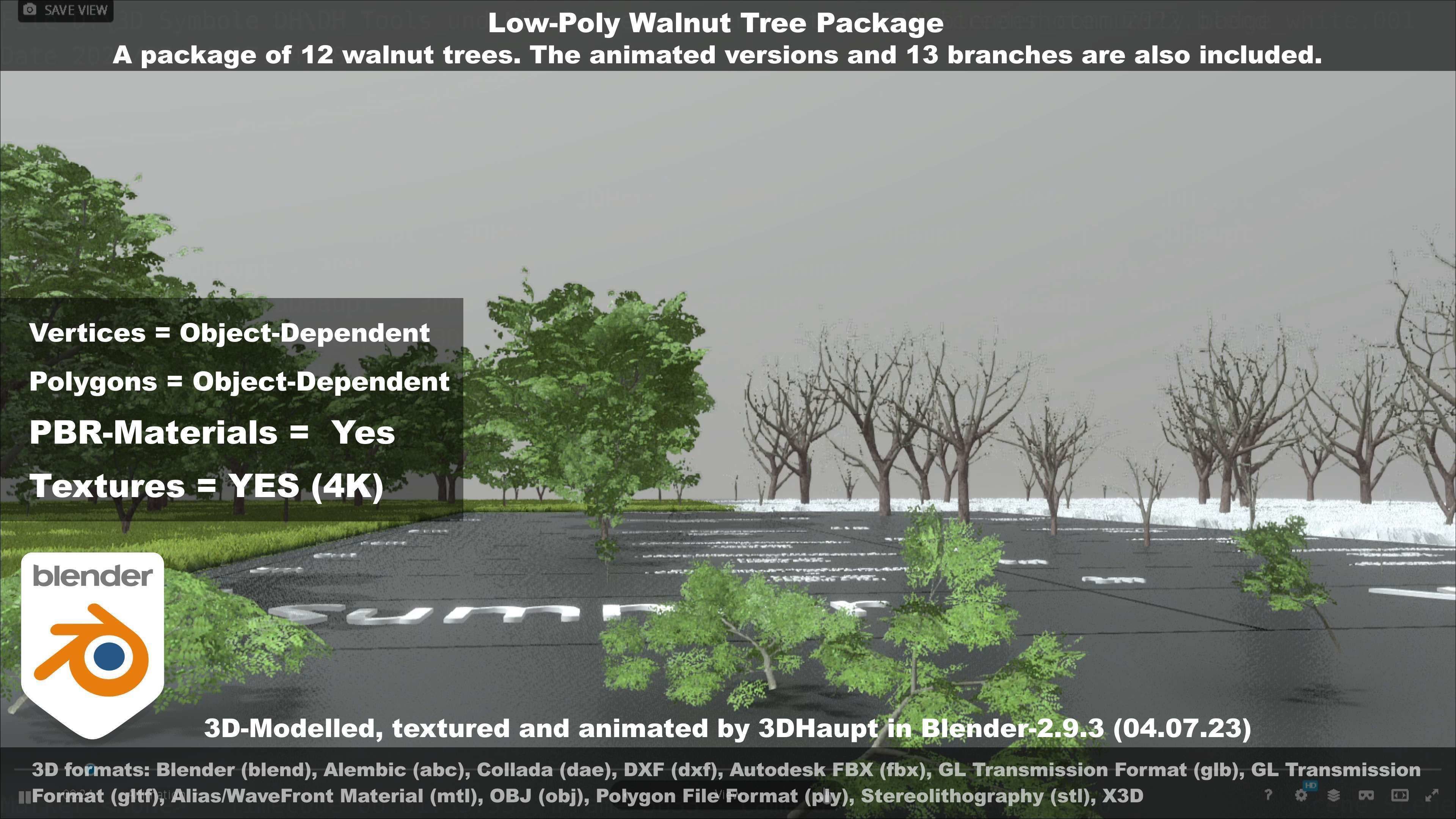 Low-Poly Walnut Tree Package Low-poly 3D model_58