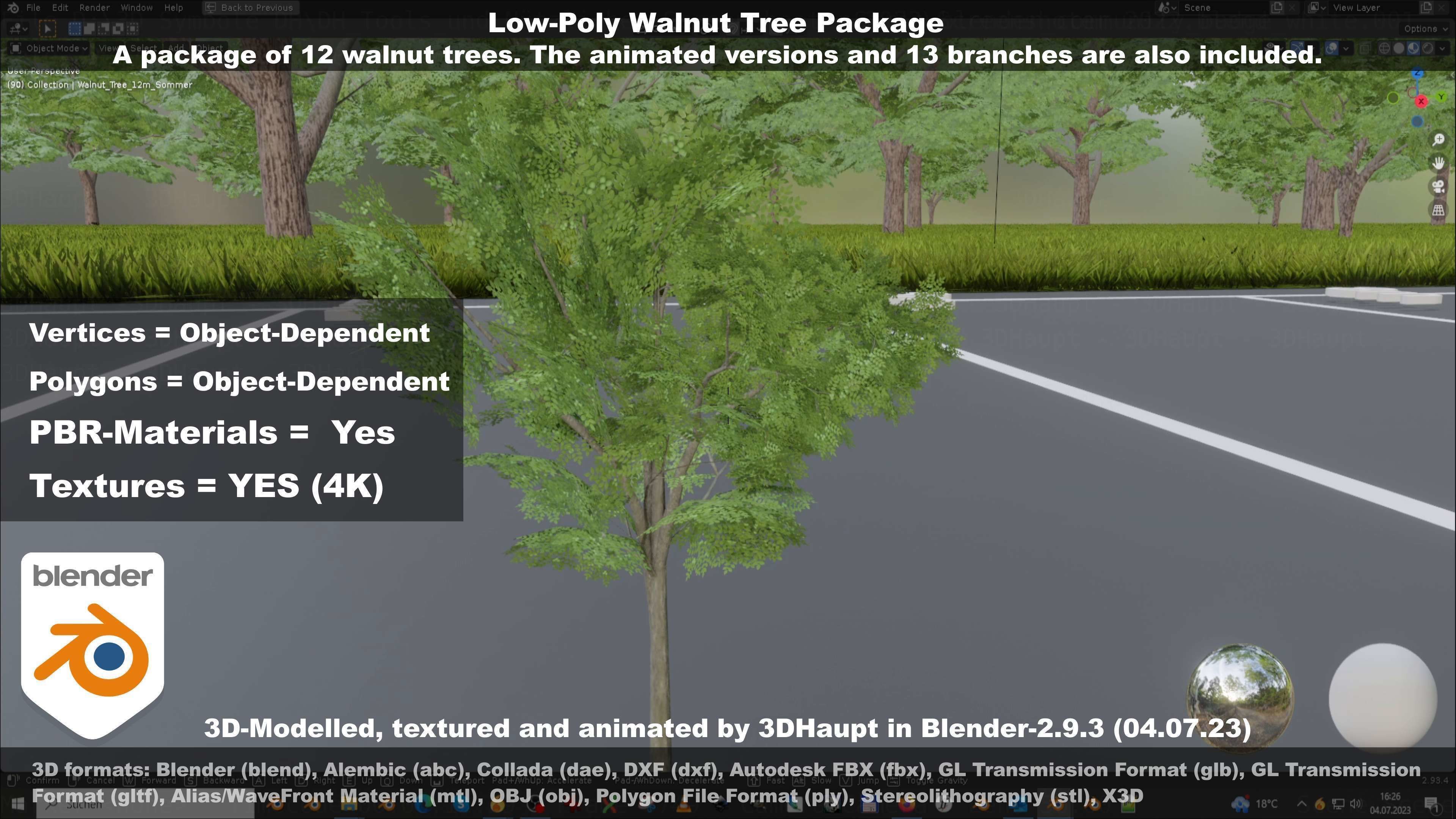Low-Poly Walnut Tree Package Low-poly 3D model_105
