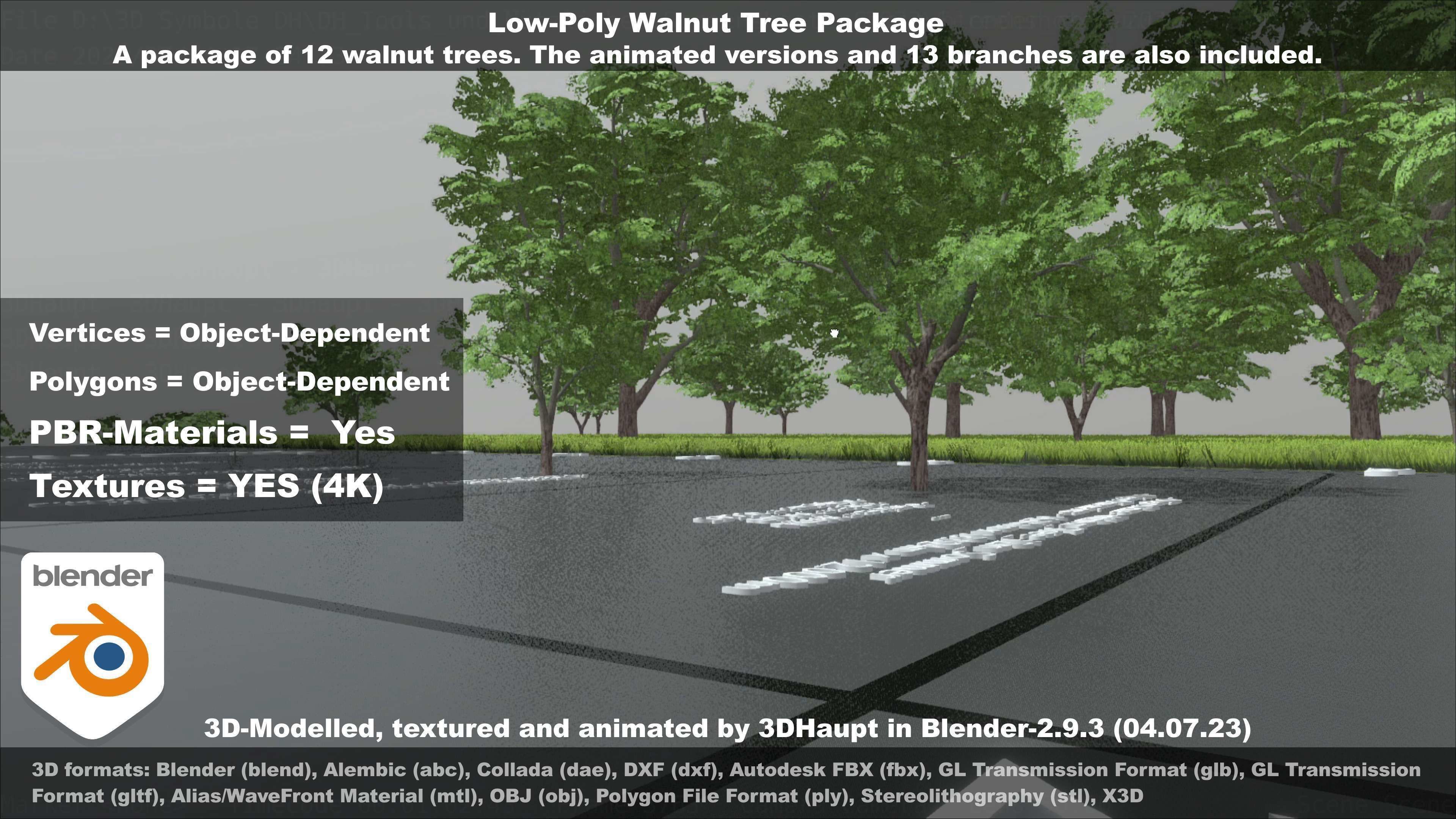 Low-Poly Walnut Tree Package Low-poly 3D model_110