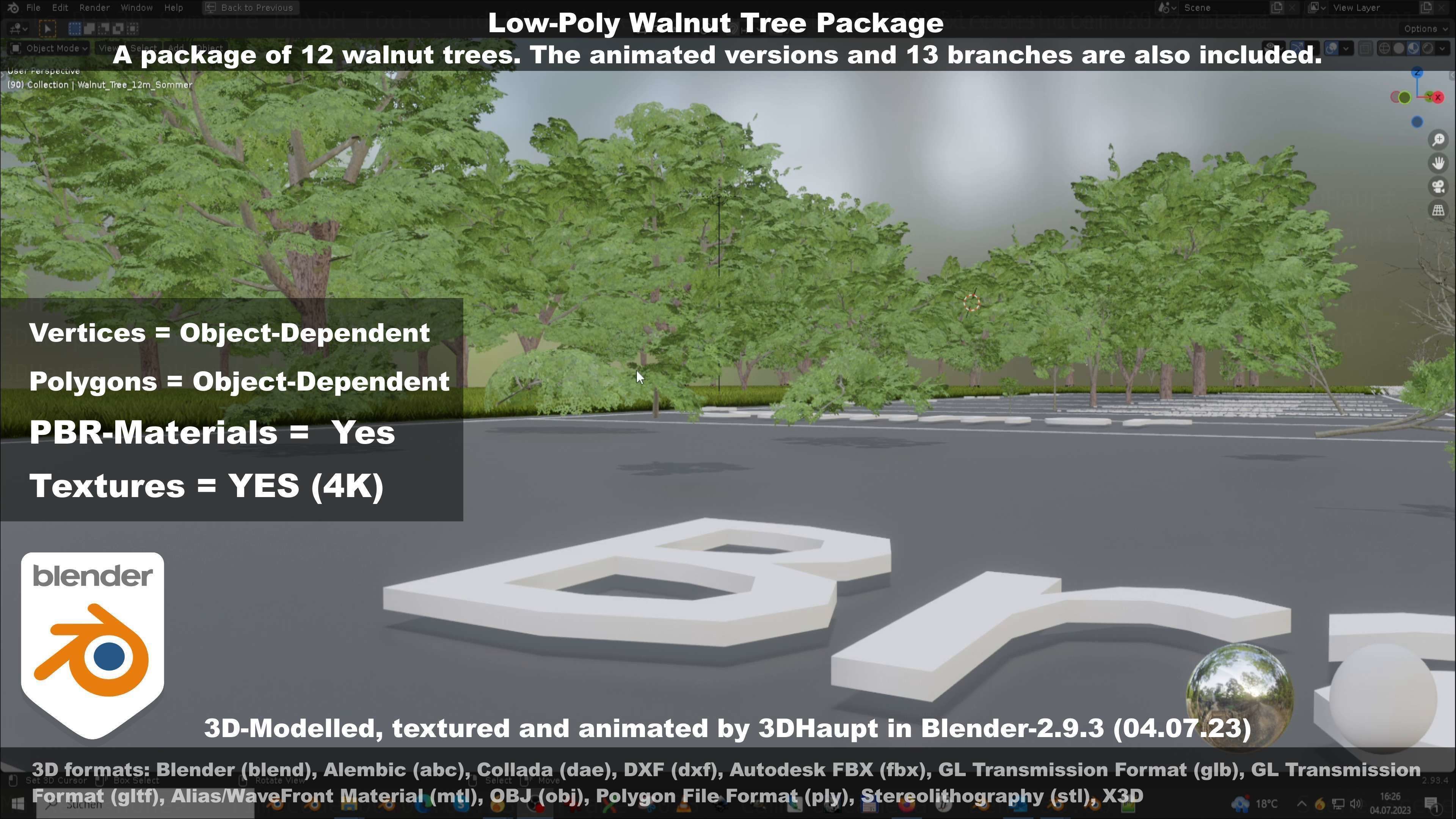 Low-Poly Walnut Tree Package Low-poly 3D model_133