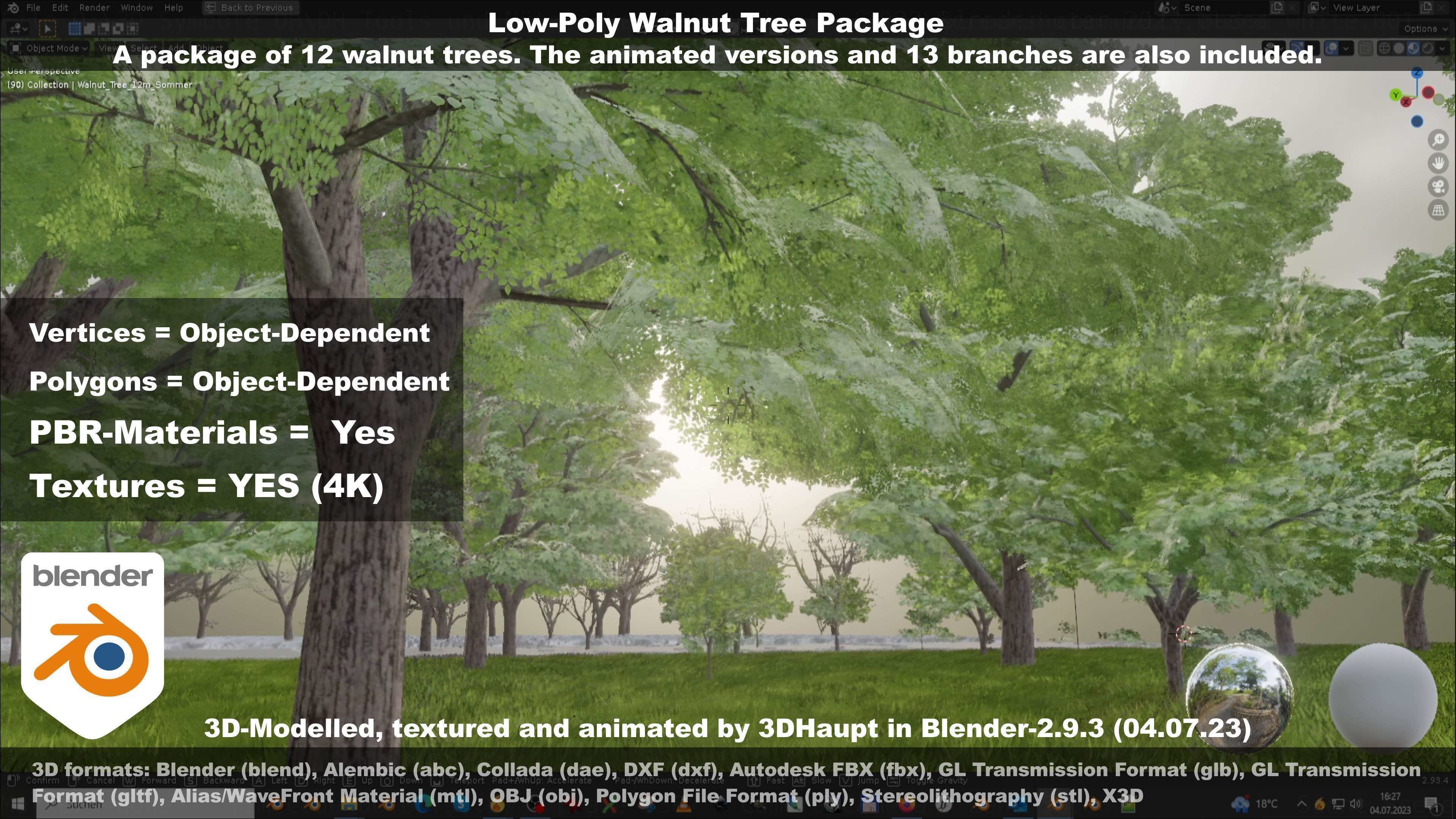 Low-Poly Walnut Tree Package Low-poly 3D model_72