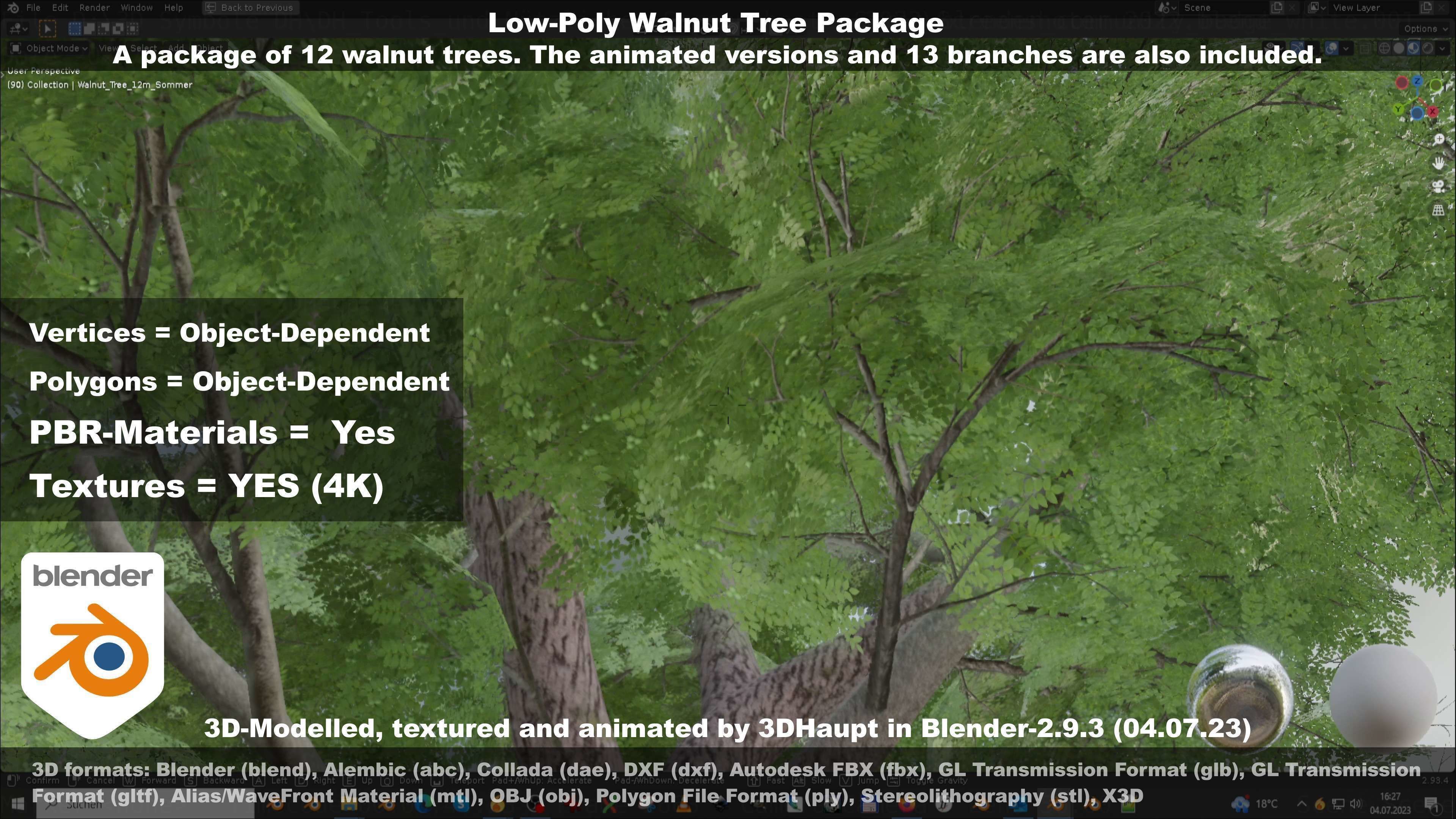 Low-Poly Walnut Tree Package Low-poly 3D model_108