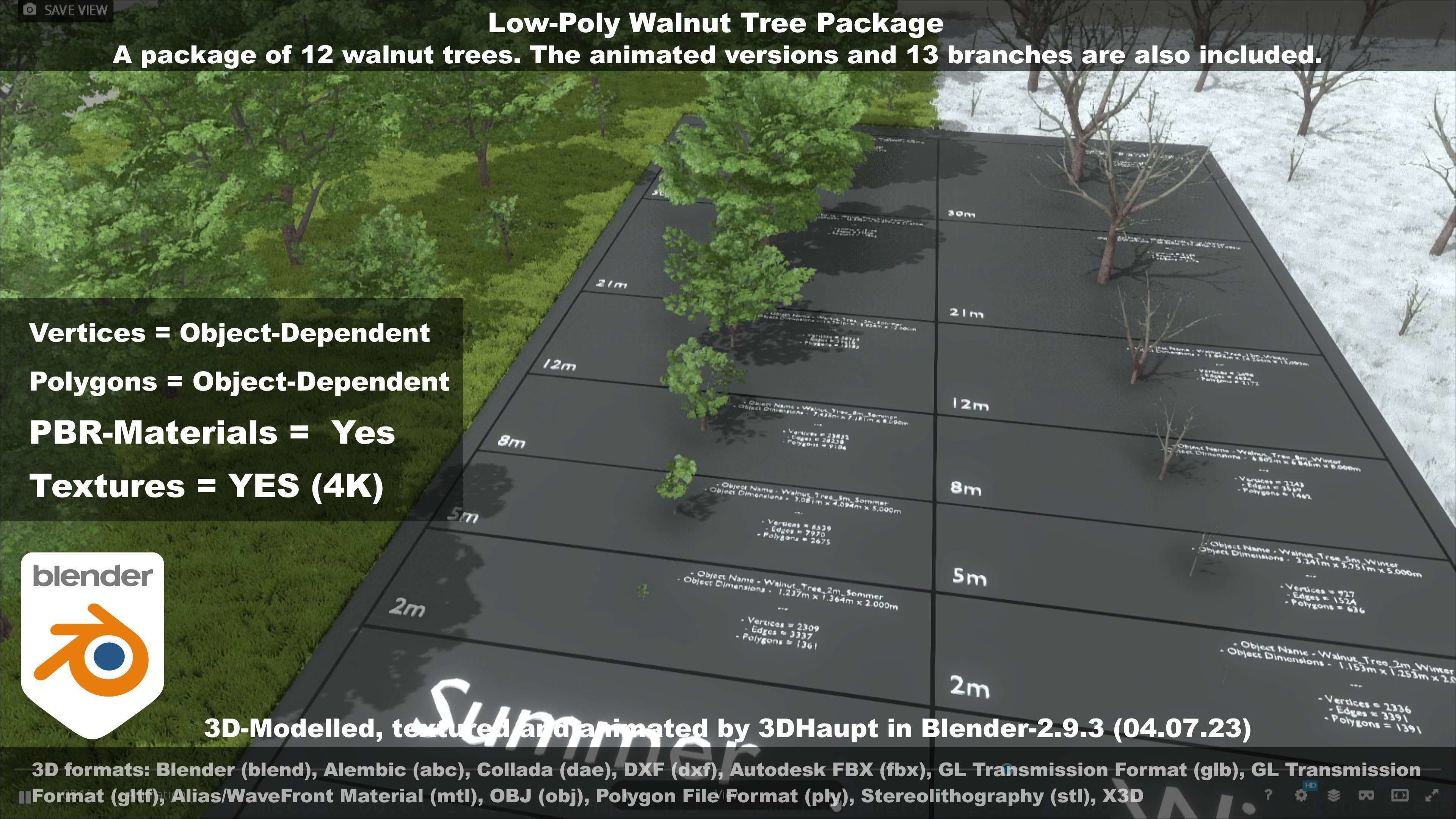 Low-Poly Walnut Tree Package Low-poly 3D model_68