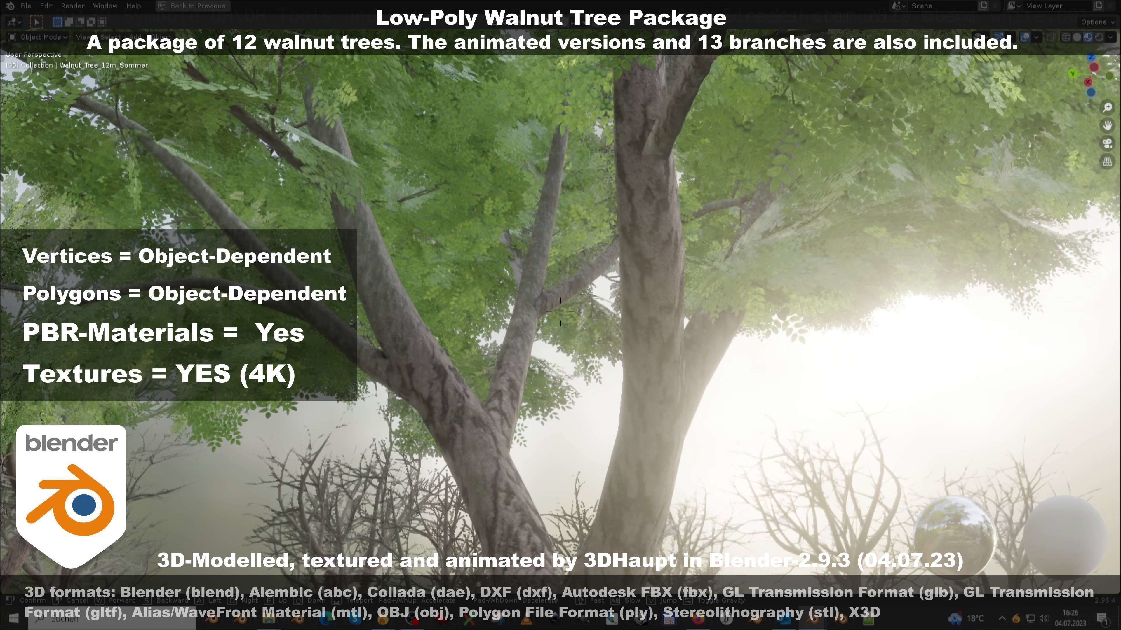 Low-Poly Walnut Tree Package Low-poly 3D model_74