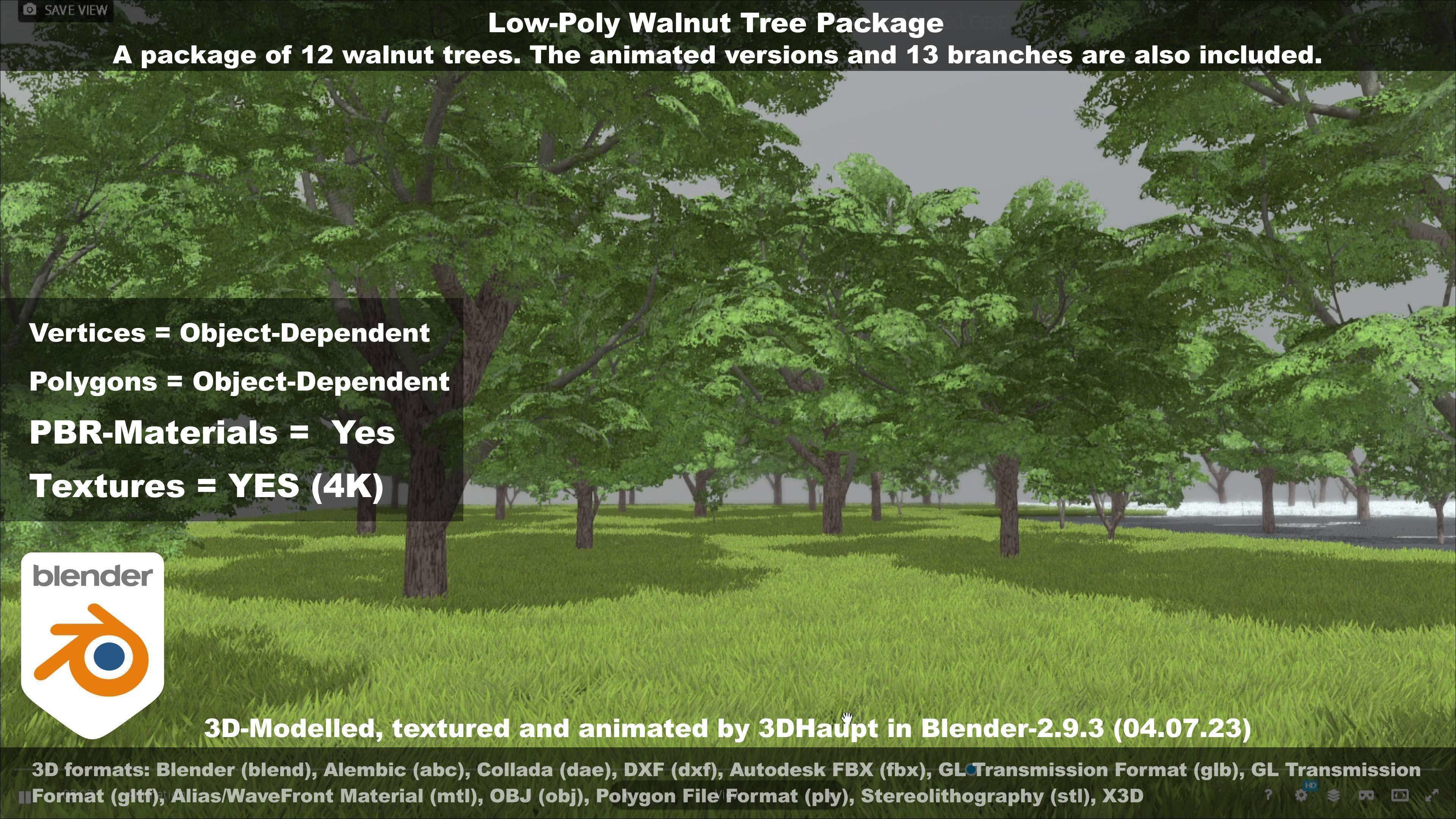 Low-Poly Walnut Tree Package Low-poly 3D model_83