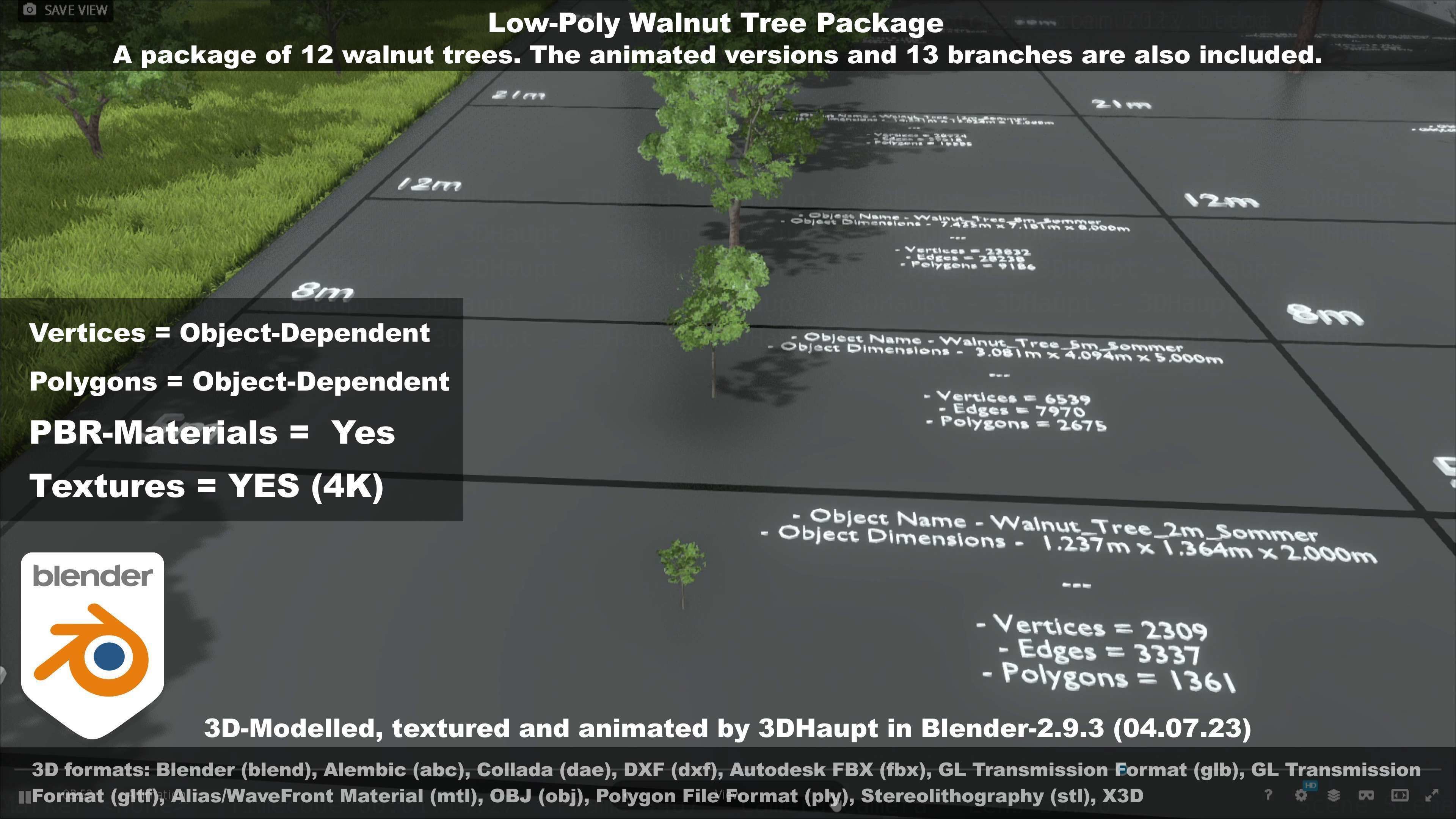 Low-Poly Walnut Tree Package Low-poly 3D model_87