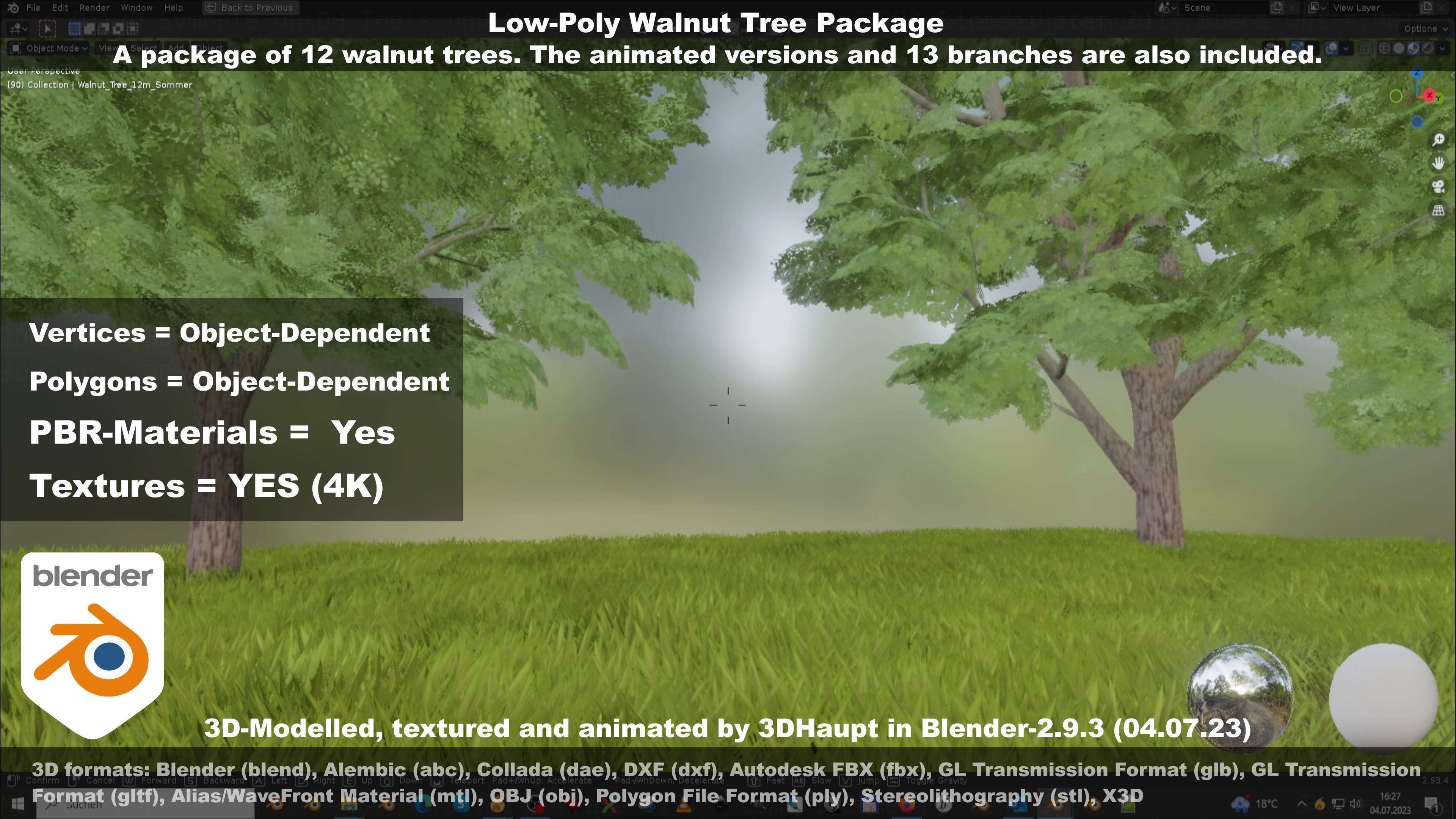Low-Poly Walnut Tree Package Low-poly 3D model_104