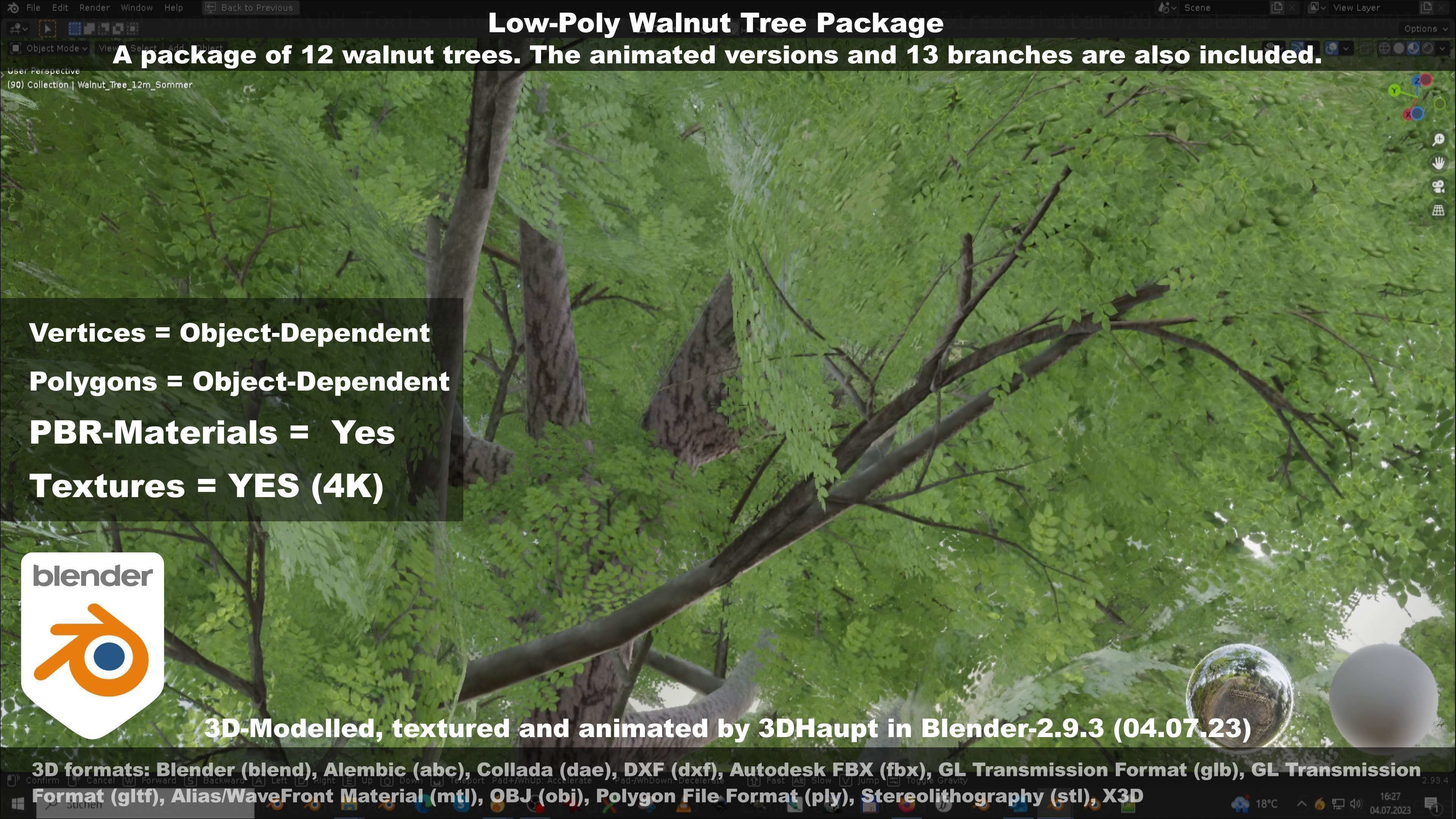 Low-Poly Walnut Tree Package Low-poly 3D model_138