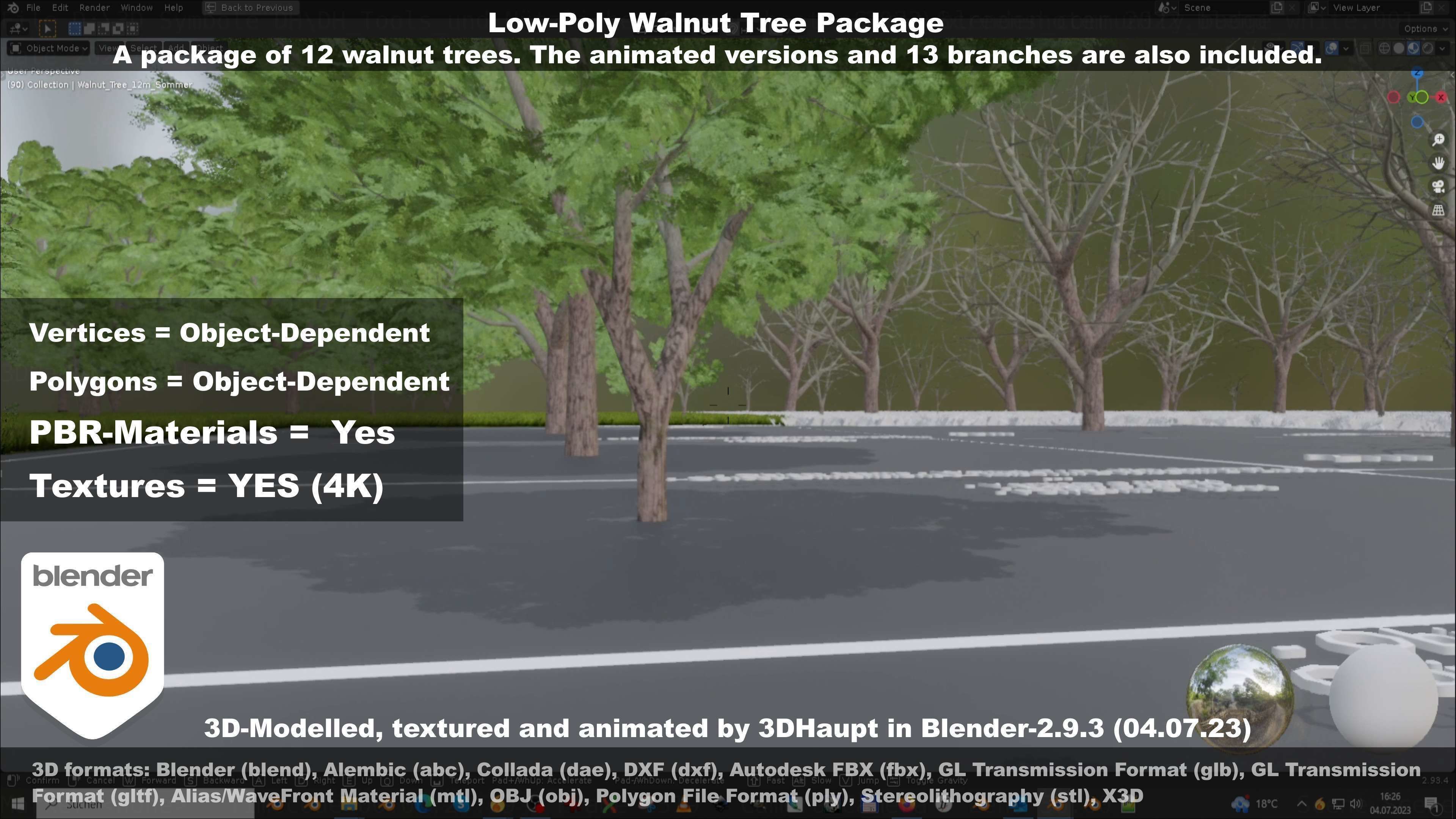 Low-Poly Walnut Tree Package Low-poly 3D model_102