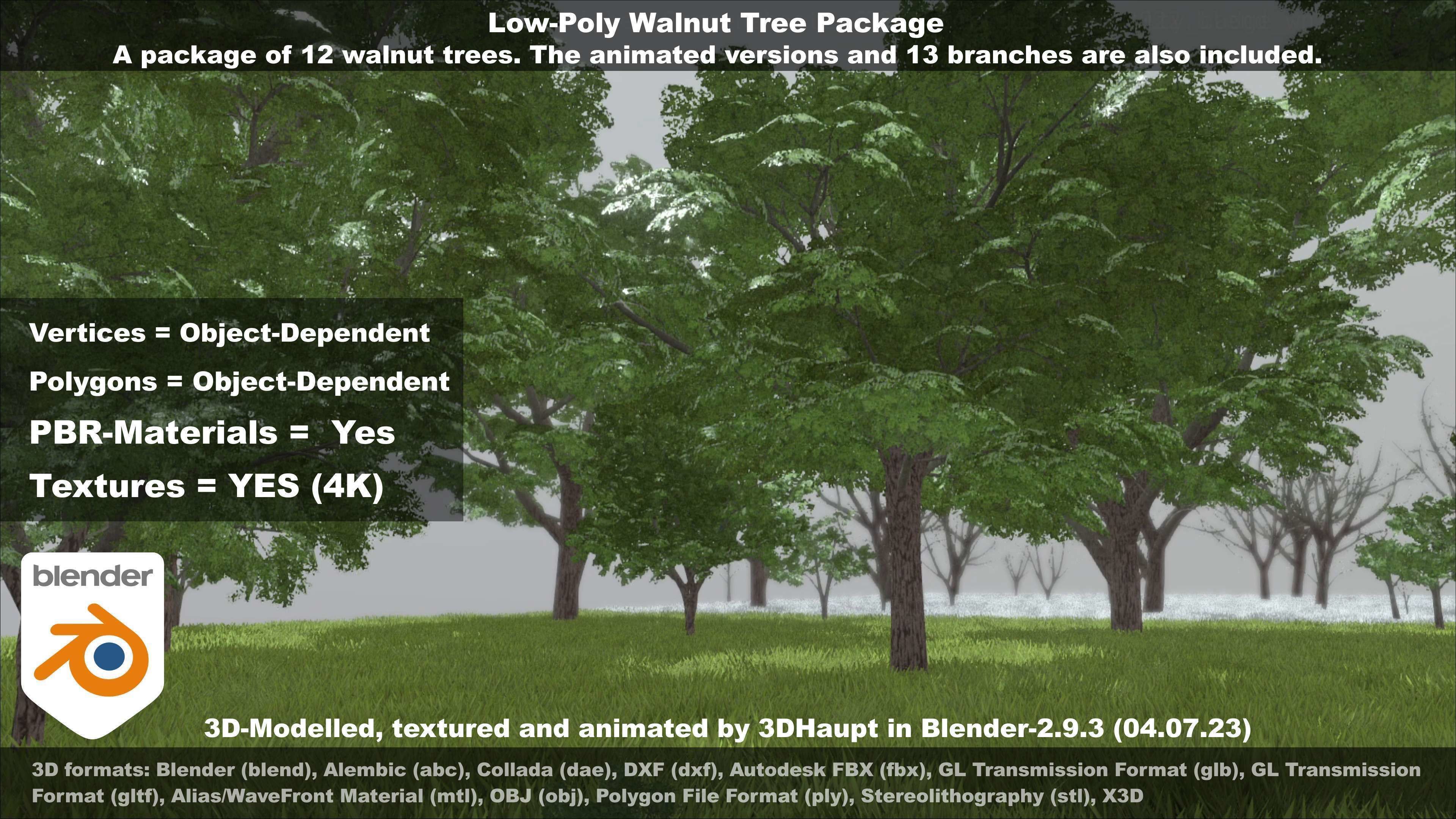 Low-Poly Walnut Tree Package Low-poly 3D model_59