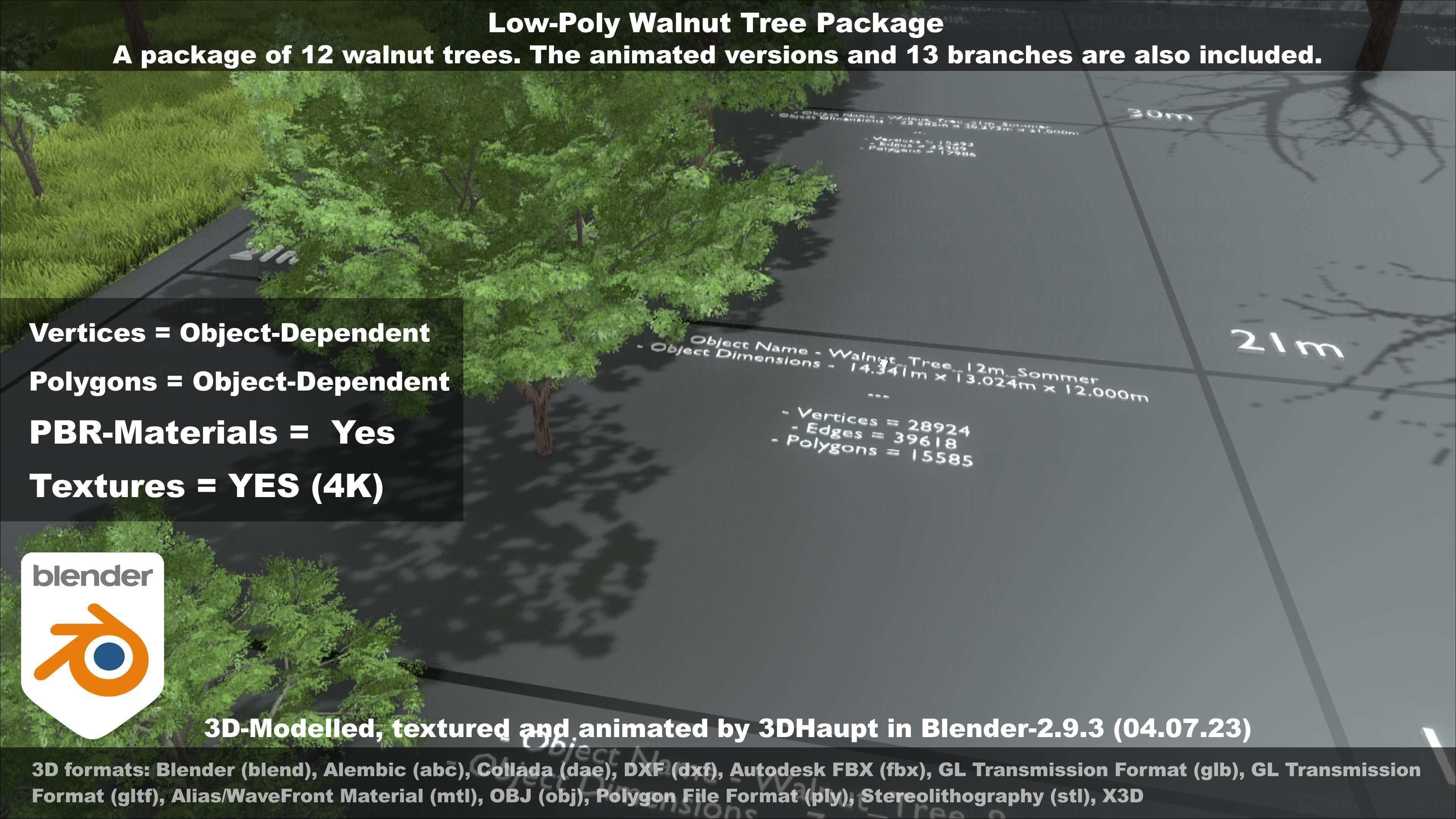 Low-Poly Walnut Tree Package Low-poly 3D model_93