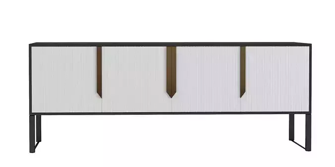 American Style Hallway Decoration Glossy Cabinet With 3 Doors 3D model