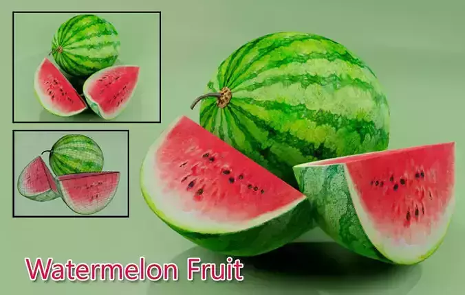 Watermelon Fruit Low-poly 3D model