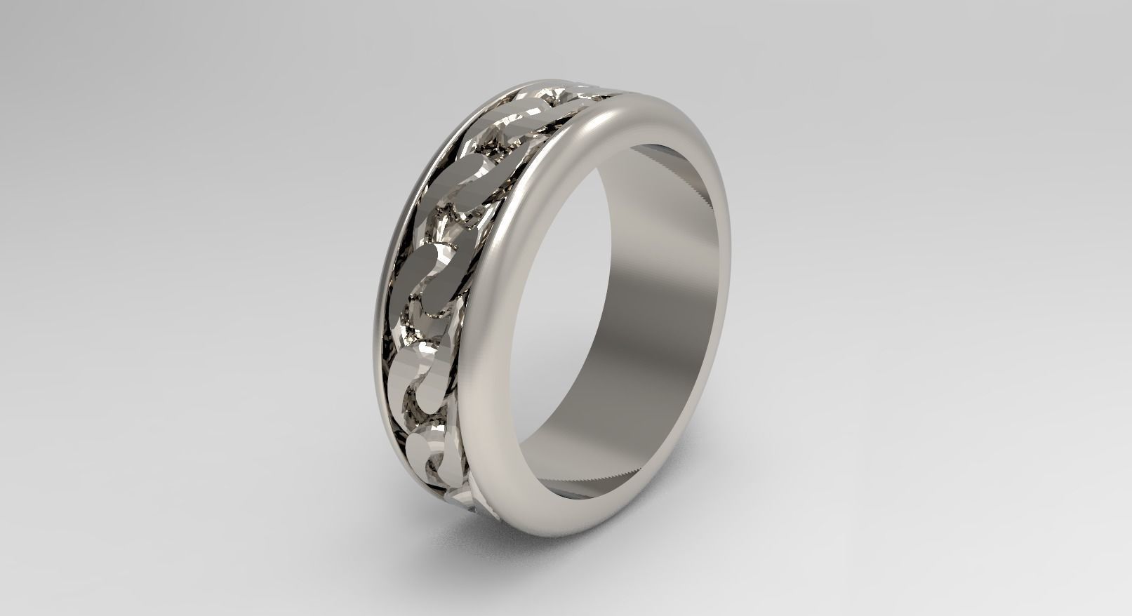 simple ring with cuban chain in the middle  3D print model_4
