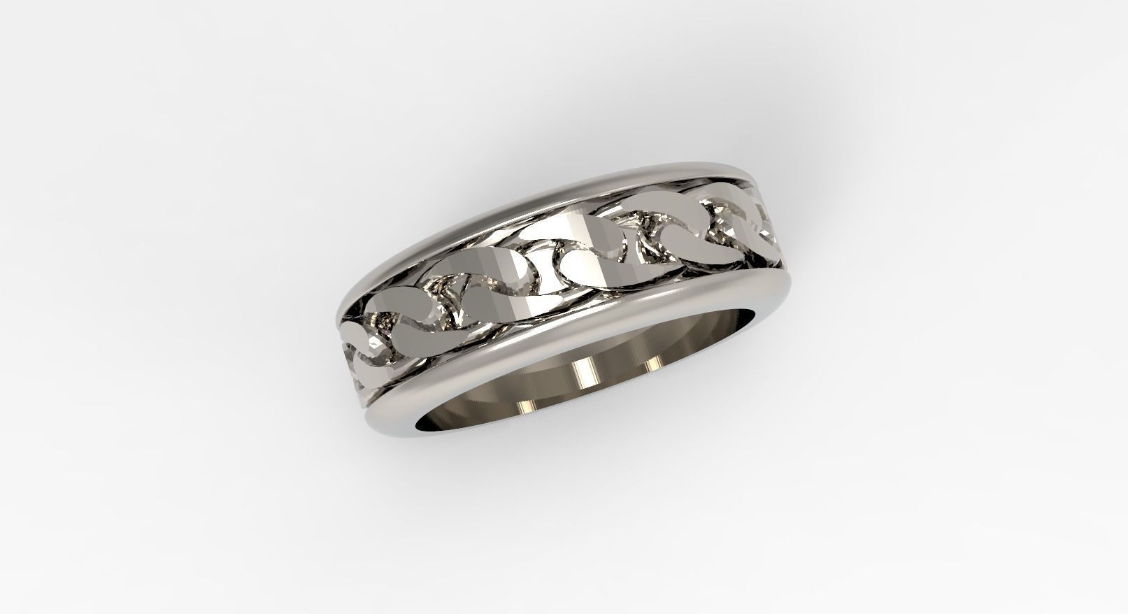 simple ring with cuban chain in the middle  3D print model_5