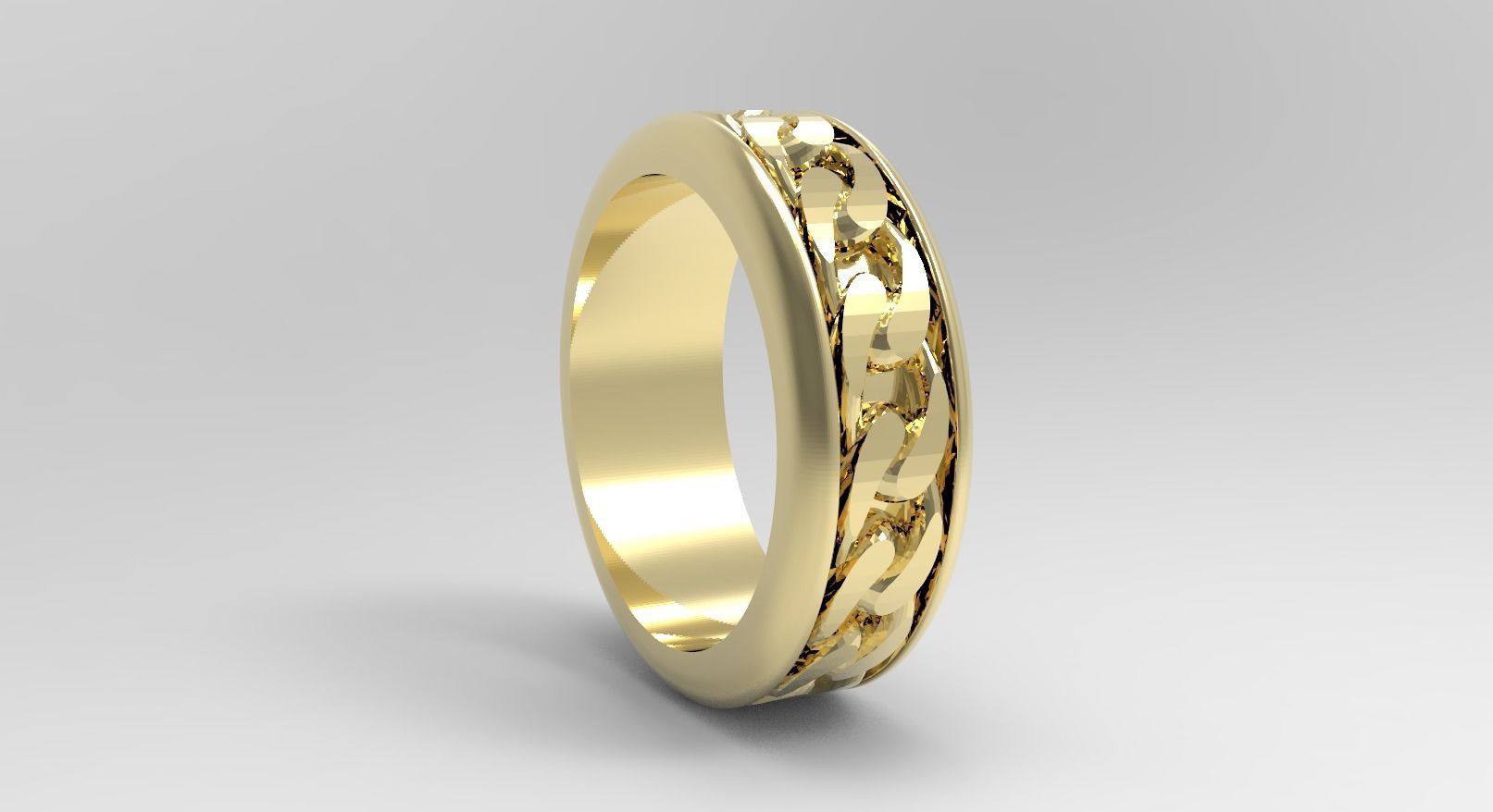 simple ring with cuban chain in the middle  3D print model_3