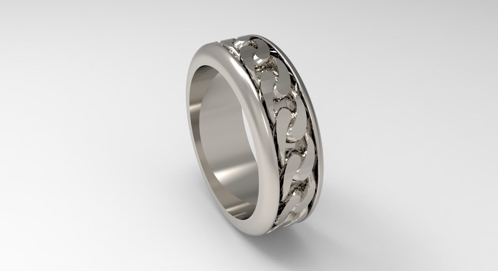 simple ring with cuban chain in the middle  3D print model_6