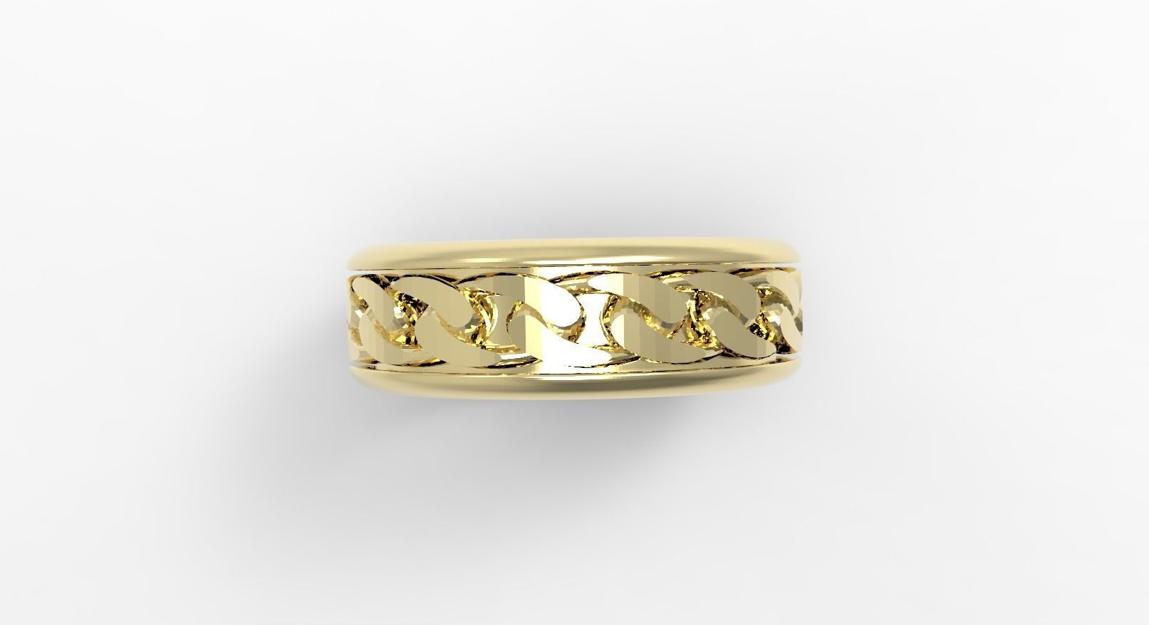 simple ring with cuban chain in the middle  3D print model_2