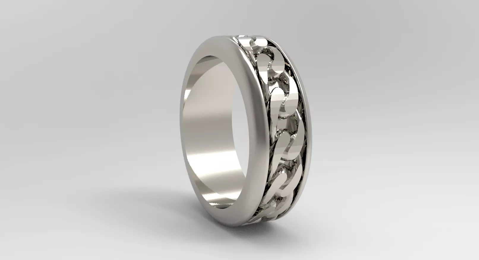 simple ring with cuban chain in the middle  3D print model_0