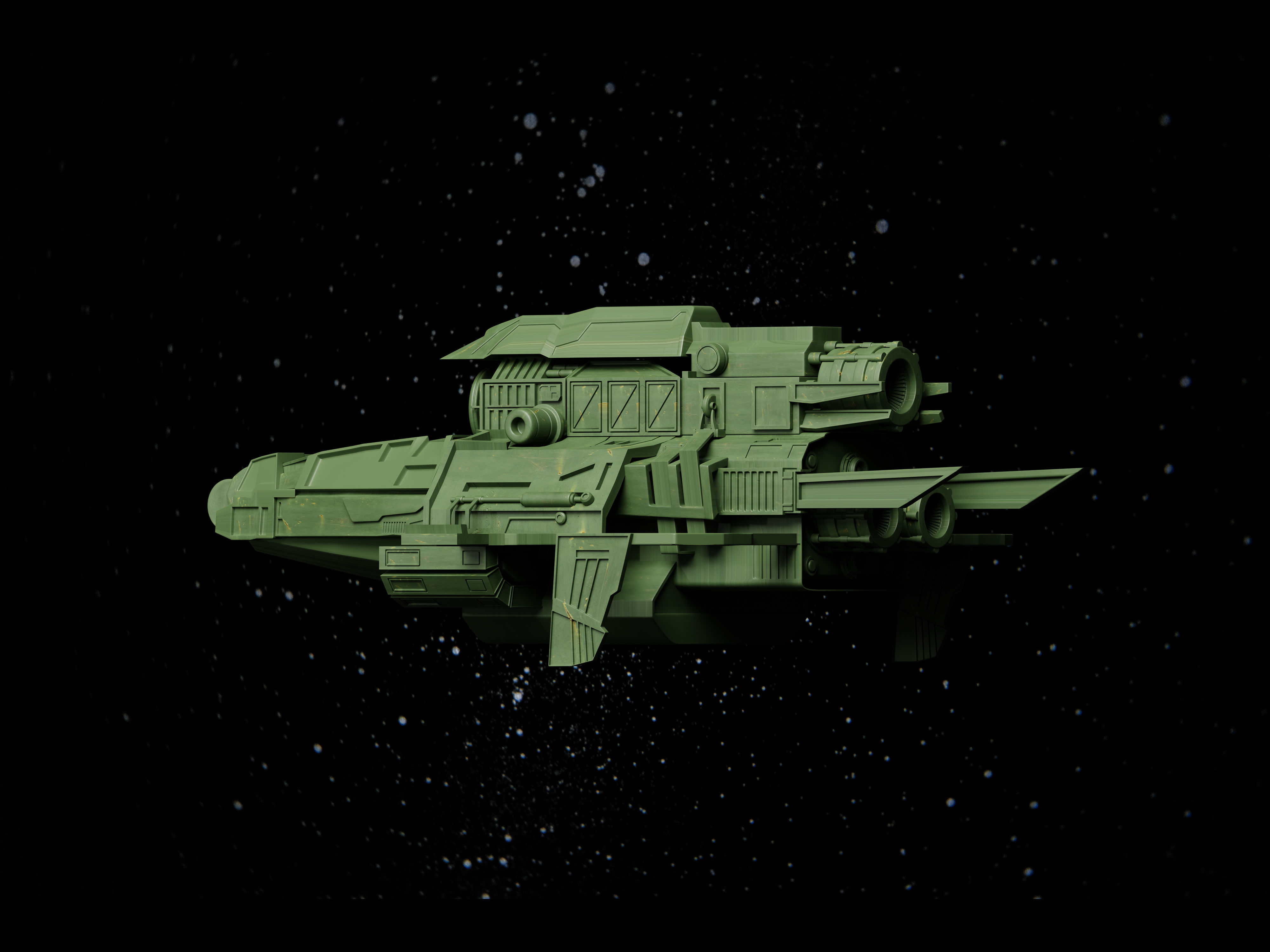 Sci-Fi Spaceship Low-poly 3D model_4