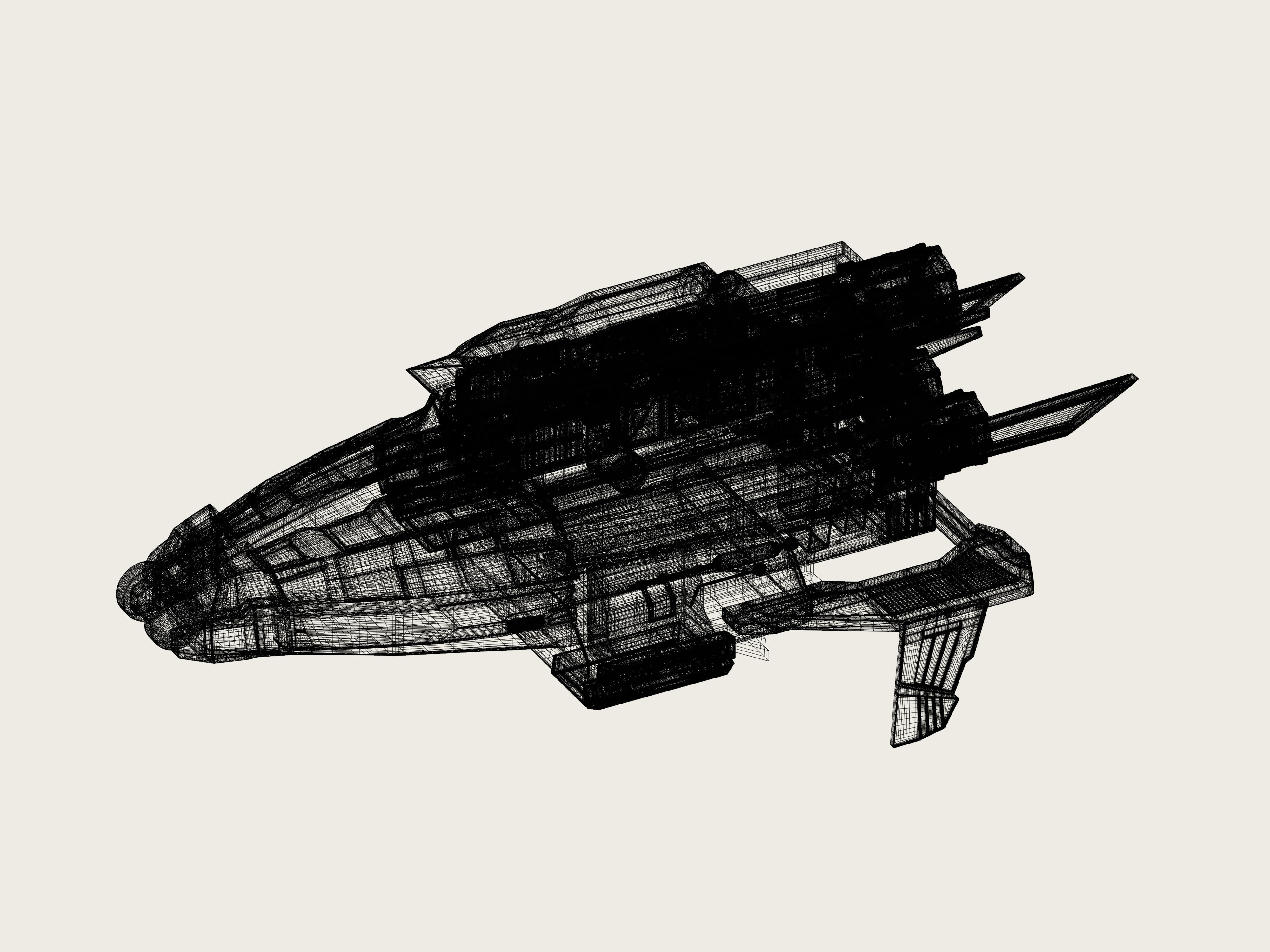Sci-Fi Spaceship Low-poly 3D model_12