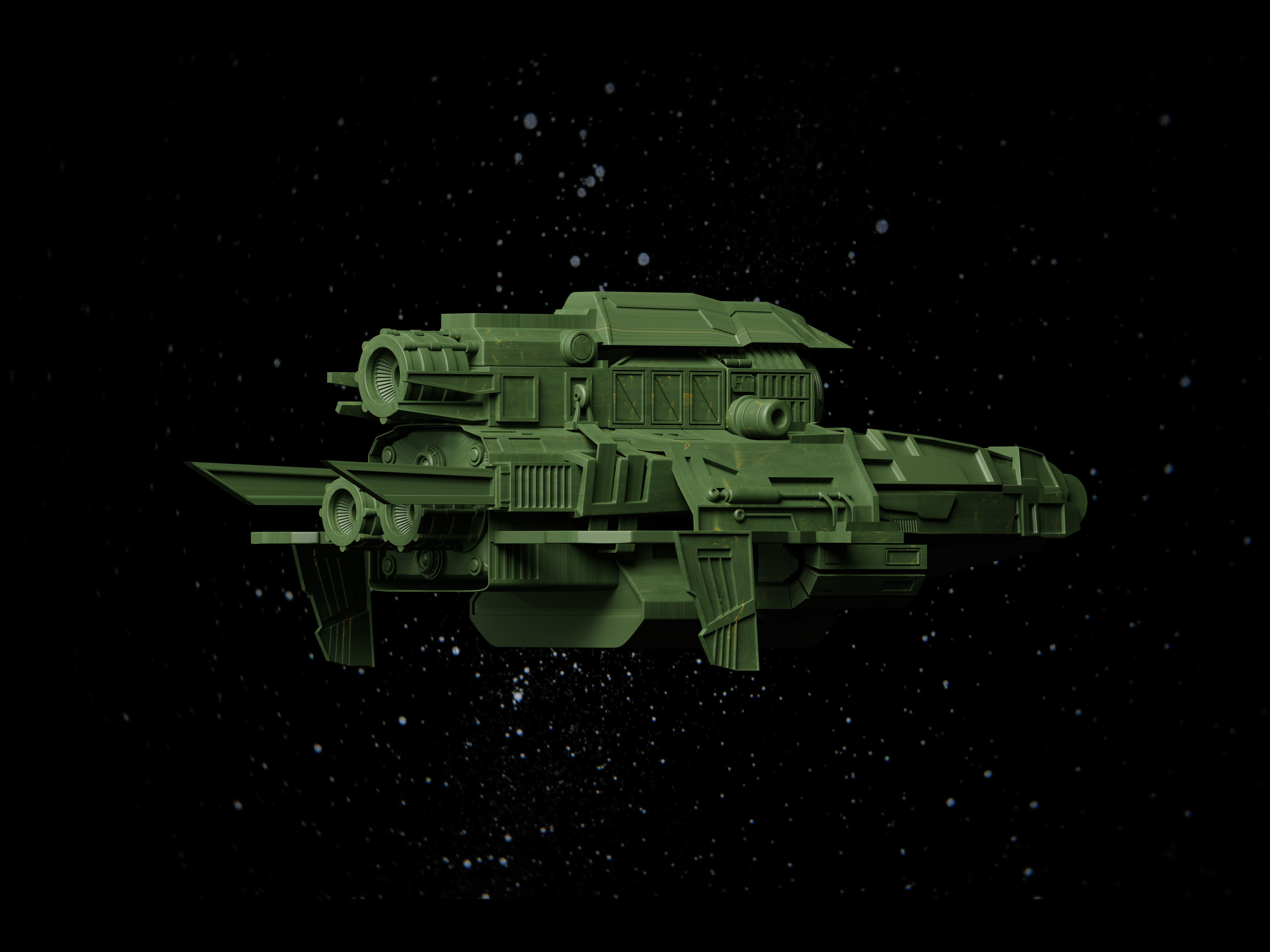 Sci-Fi Spaceship Low-poly 3D model_6