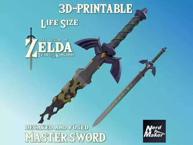 Master Sword - Zelda Tears of the Kingdom - Decayed and Fused -  3D print model