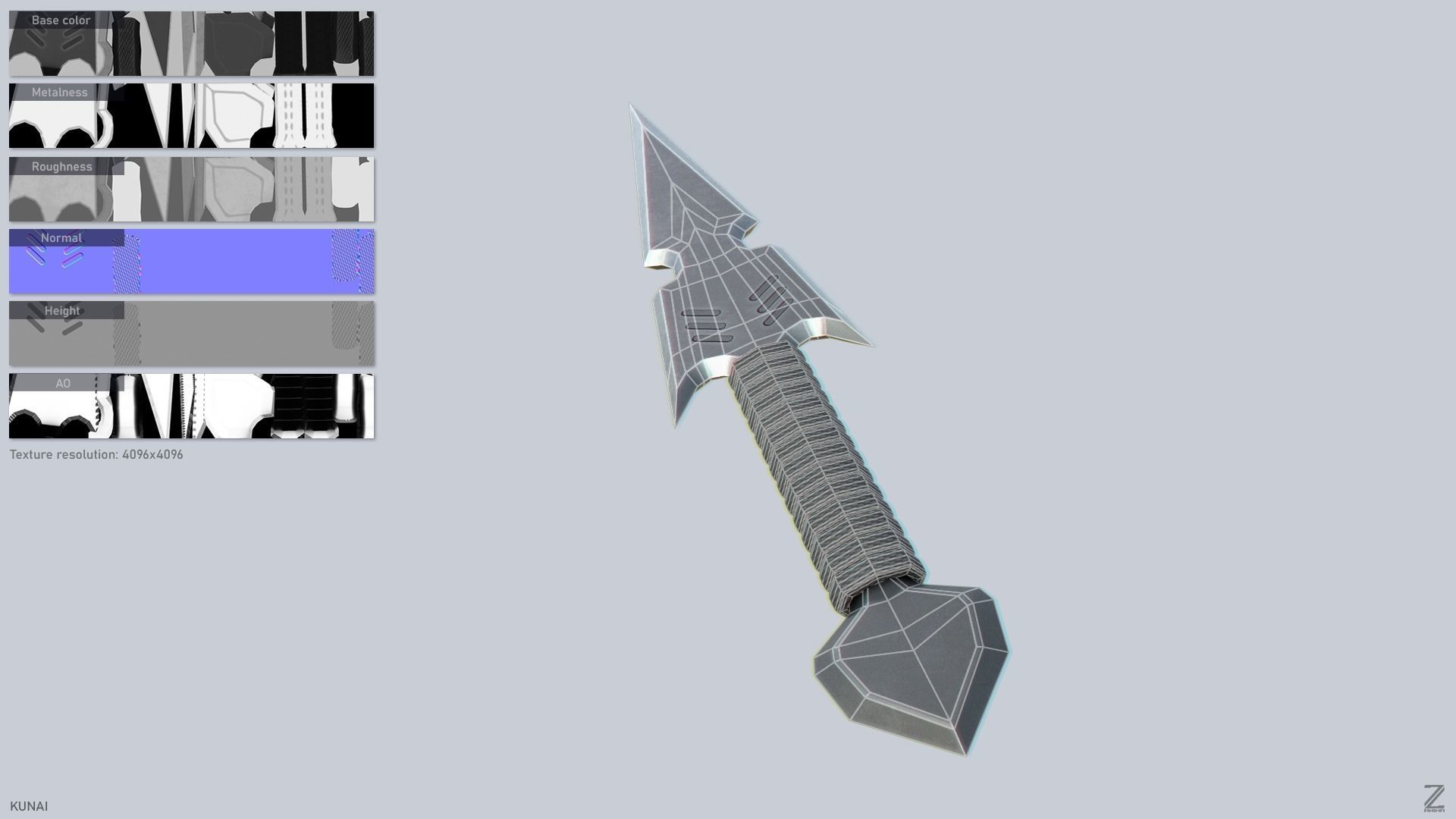 Kunai Low-poly 3D model_2