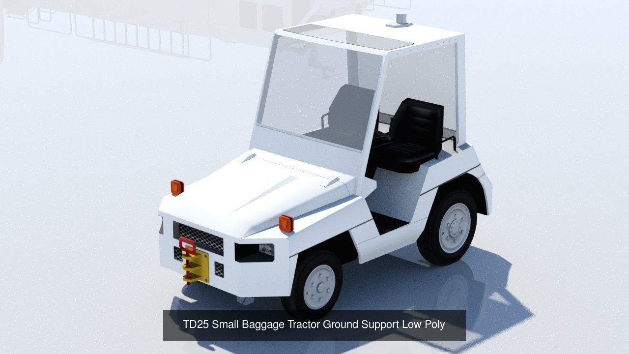US Airport 4 Small Tractor GSE vehicles Pack Low Poly blank 3D Model Collection_3