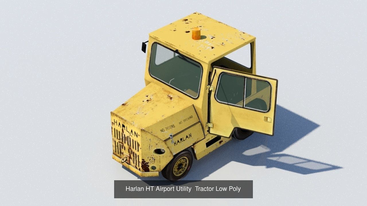 US Airport 4 Small Tractor GSE vehicles Pack Low Poly blank 3D Model Collection_2