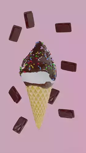  ice cream cone chocolate 3D model