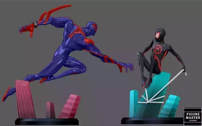 SPIDERMAN ACROSS THE SPIDERVERSE MILES MORALES MIGUEL 2099 PACK 3D print model