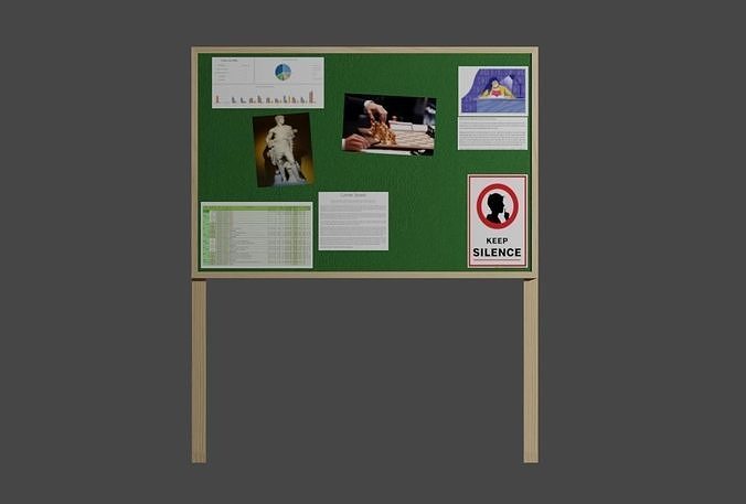 Wood Bulletin Board - Mural de Avisos Low-poly 3D model 6